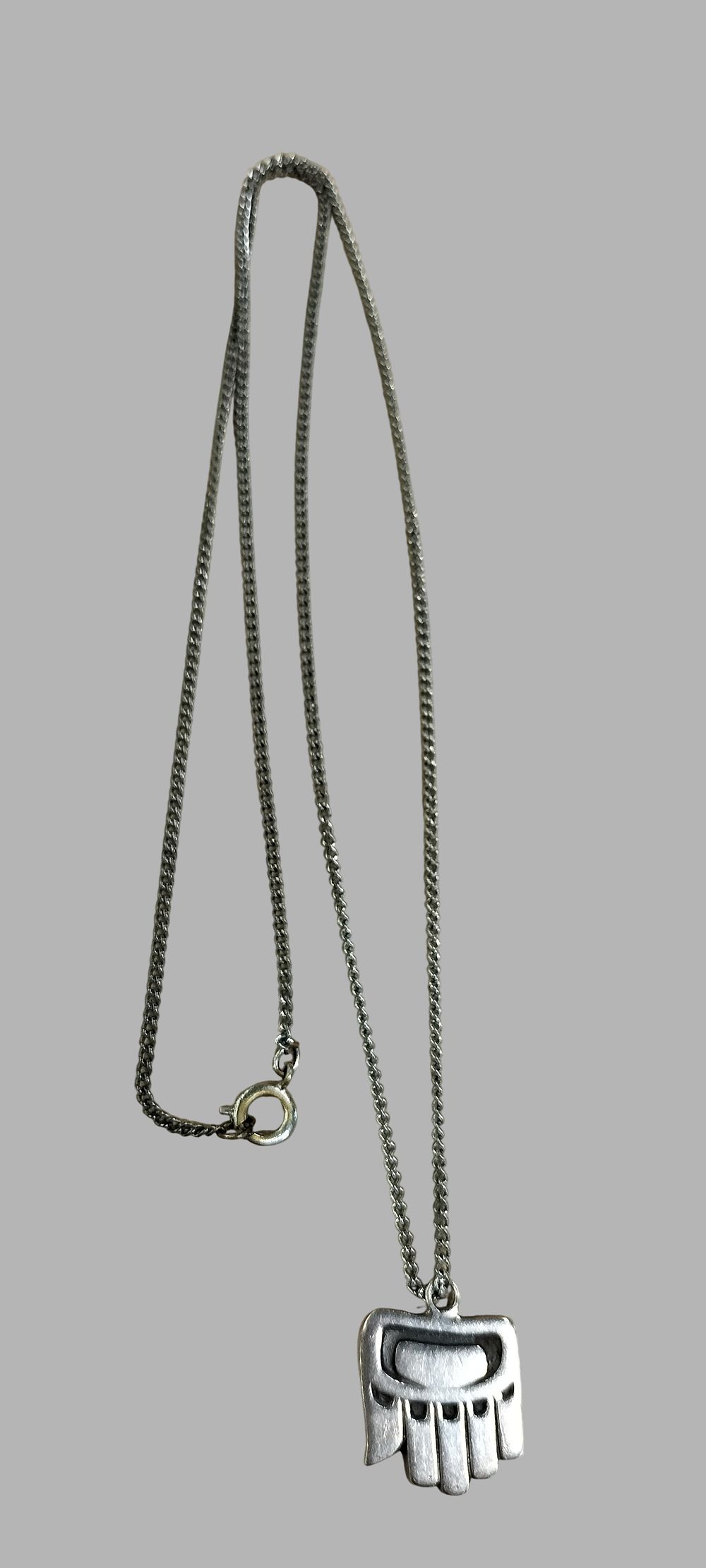 Lot 392: Canadian Arctic Producers Sterling Silver Healing Hand Pendant Necklace