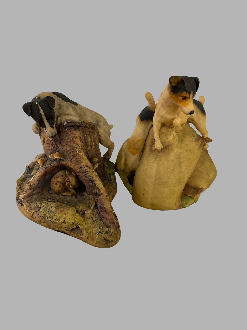 Lot 432: A Pair of Border Fine Arts Hand-Painted Cold-Cast Resin Terrier Figural Groups