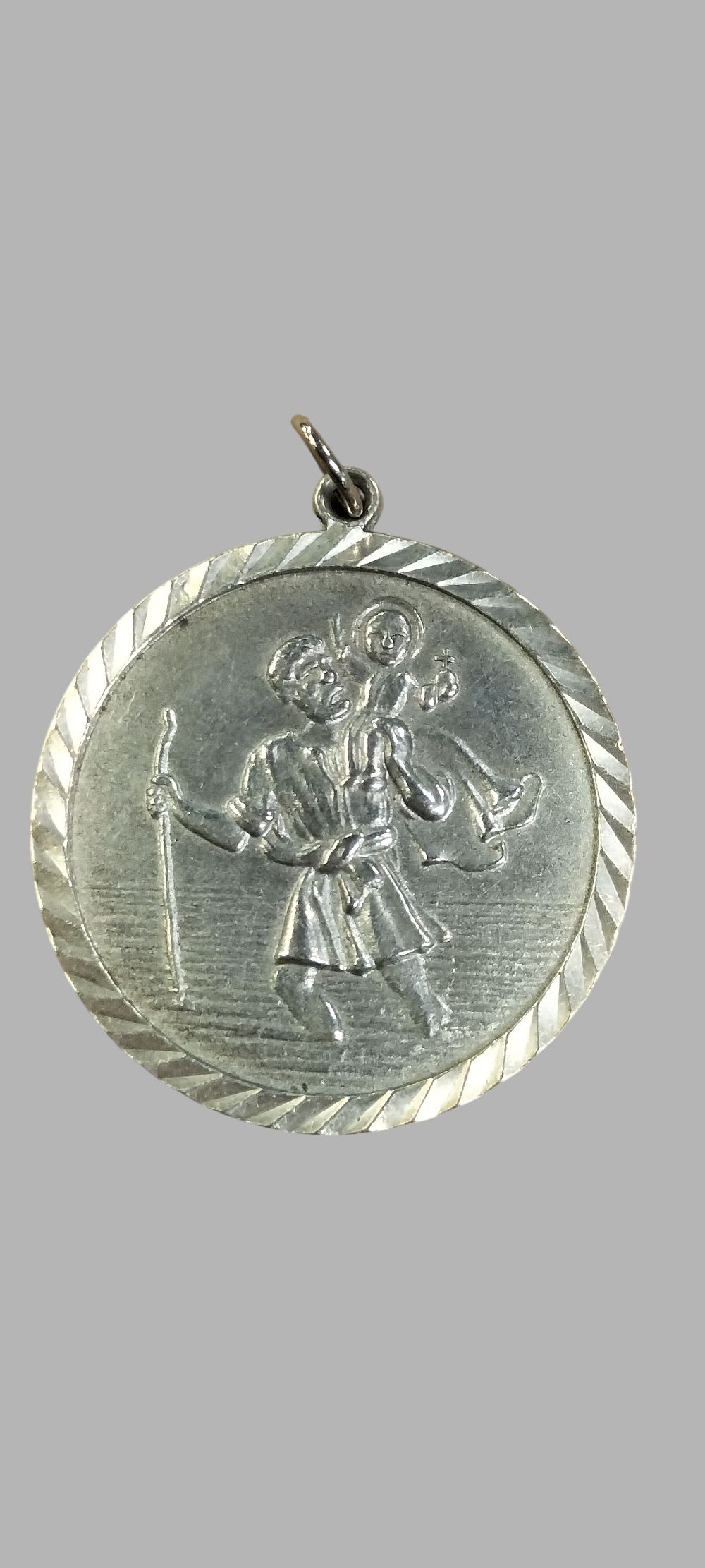 Lot 438: Sterling Silver Birmingham Hallmarked St Christopher Pendant