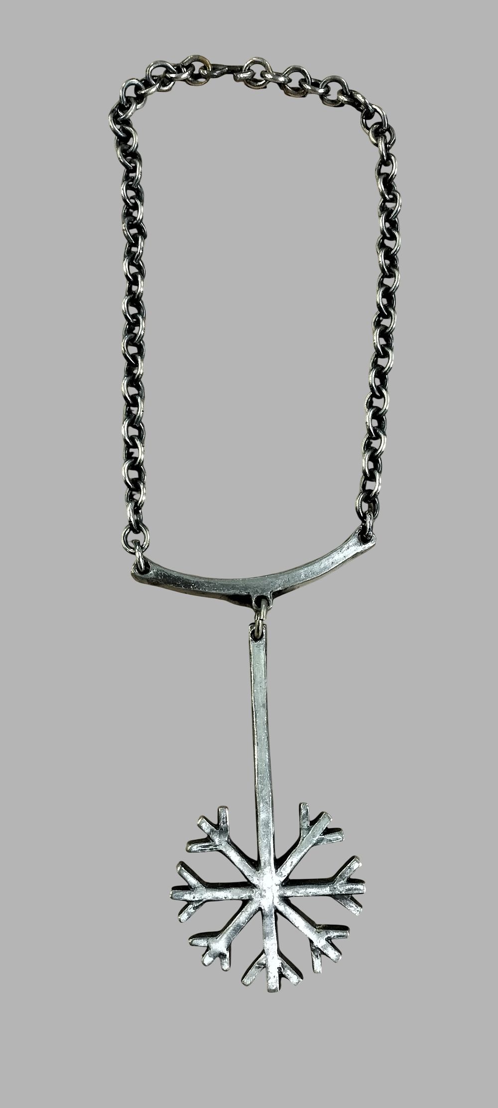 Lot 445: Anders Andersen Danish Modernist Pewter Snowflake Pendant Necklace