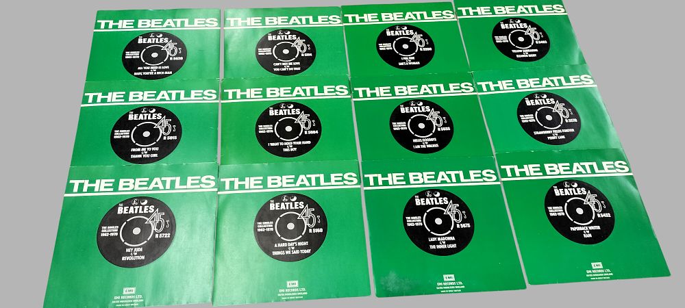 Lot 467: Twelve The Beatles 7 Inch Vinyl Singles From The Singles Collection 1962 to 1970