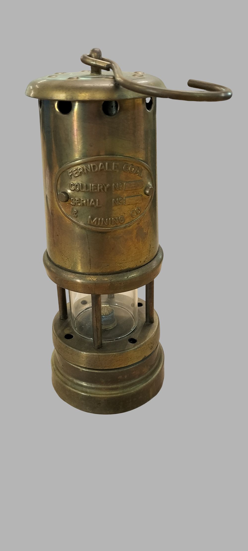 Lot 203: Hockley Lamp and Limelight Company Ferndale Coal Brass Miner's Safety Lamp