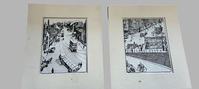 A Pair of Frank Hogshaw Monochrome Prints Depicting Dundee Street Scenes