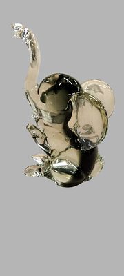 Art Glass Seated Elephant Figurine. In As Found Condition