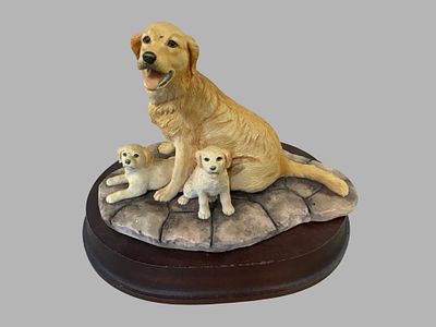Border Fine Arts Golden Retriever and Pups Figurine