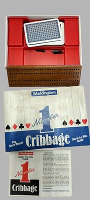 Waddingtons Number 1 Cribbage Game with Wooden Scoring Board and Instructions
