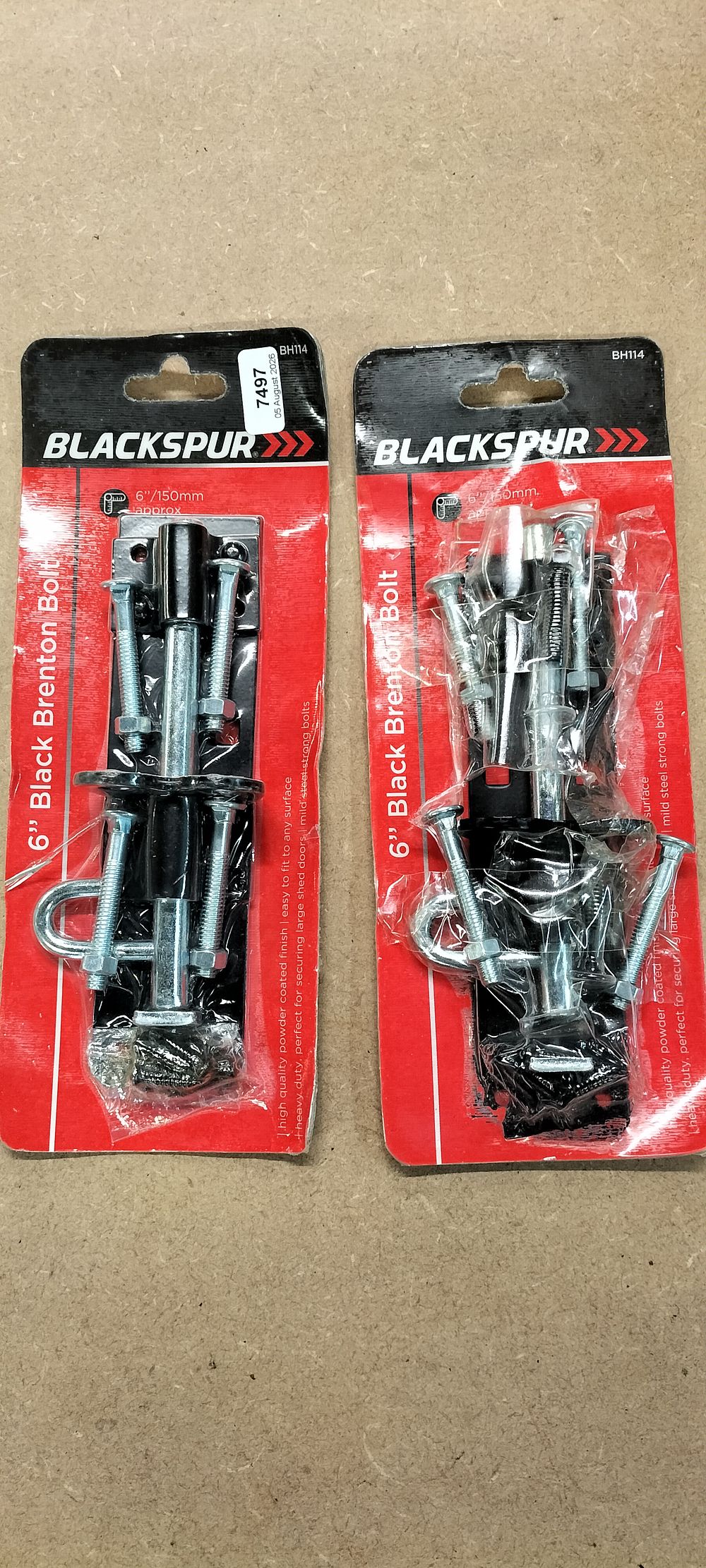 Lot 242: A Pair of Blackspur 6 Inch Black Brenton Bolts