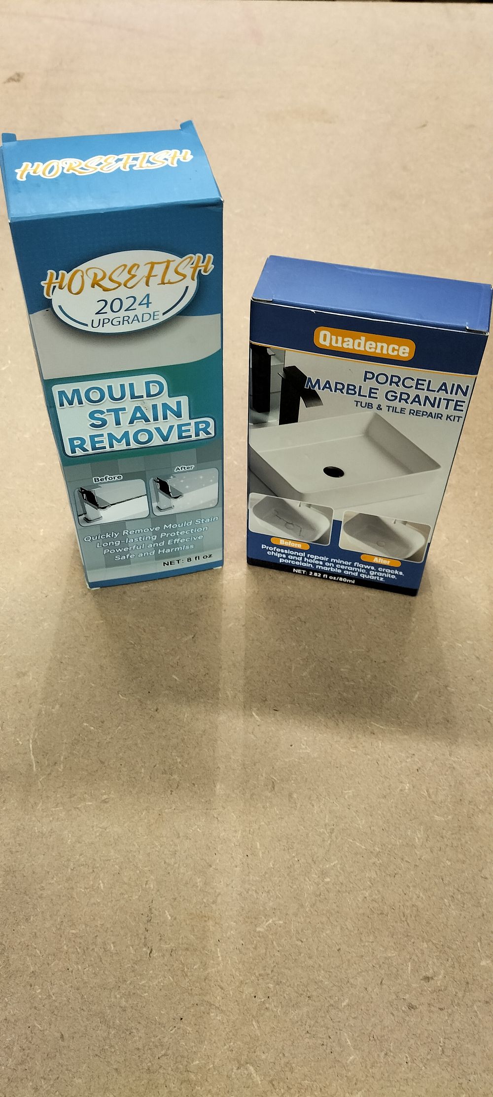 Lot 243: Two Home Maintenance Products comprising Horsefish Mould Stain Remover and Quadence Tub and Tile Repair Kit