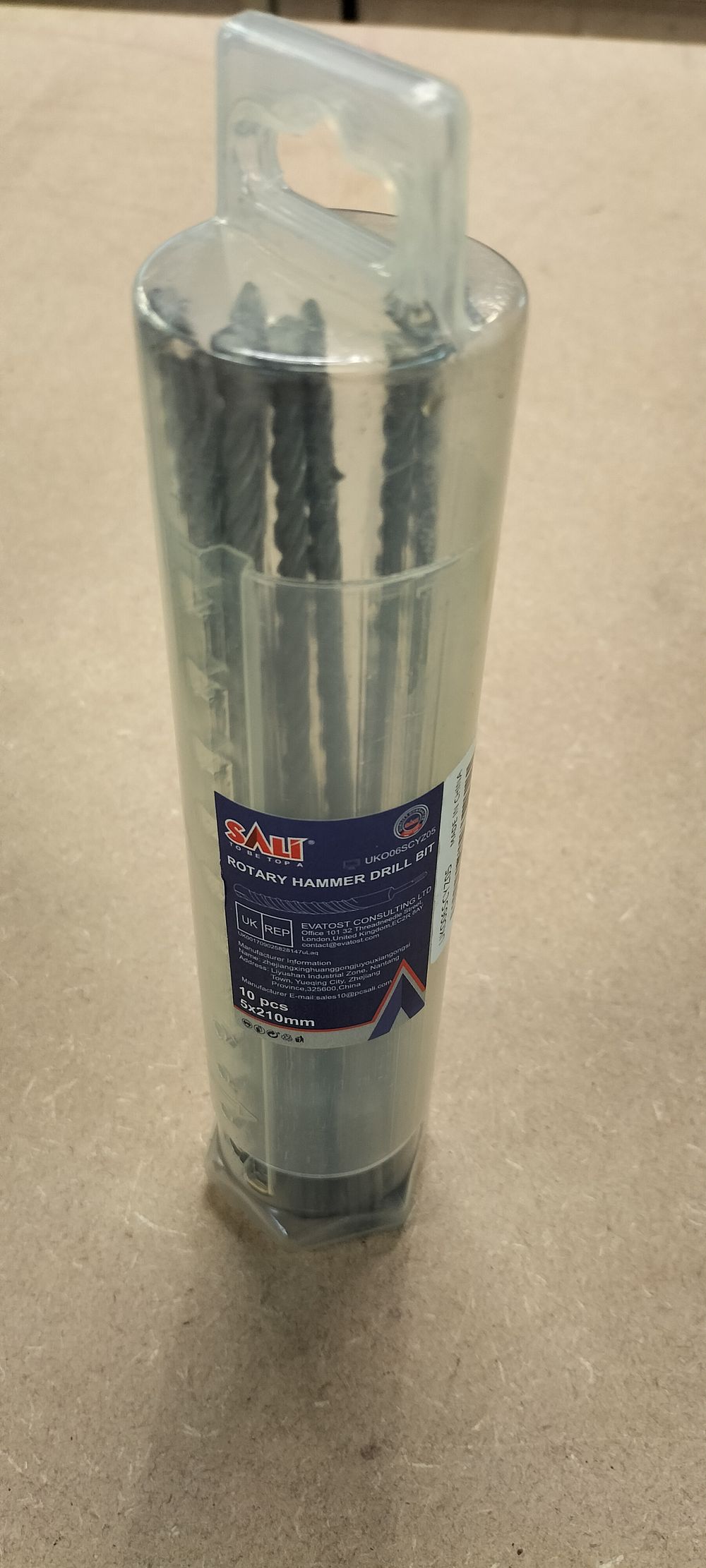 Lot 247: SALI 10 Piece SDS Plus Rotary Hammer Drill Bit Set 5mm x 210mm