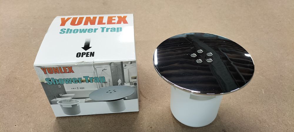 Lot 255: Yunlex 90mm High Flow Shower Trap with Polished Chrome Cover