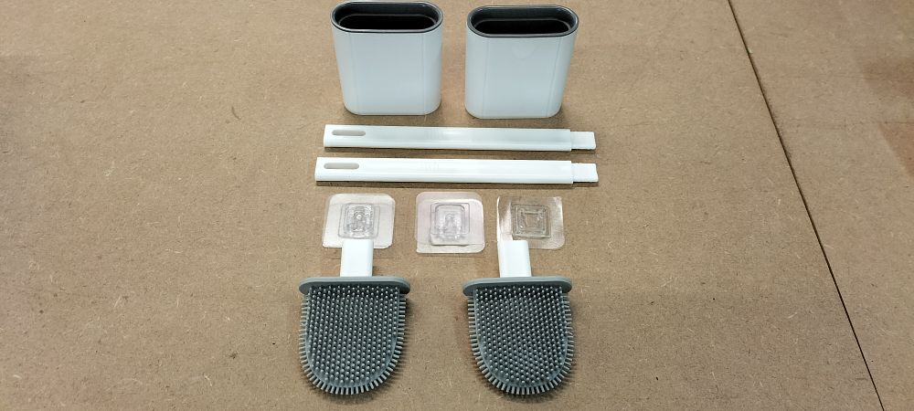 Lot 258: A Pair of Wall-Mounted Silicone Toilet Brush Sets