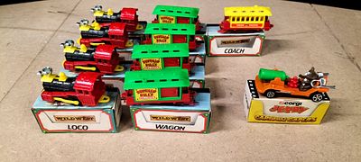 A Collection of ten Corgi Junior Wild West and Cartoon Capers Series Die-Cast and Plastic Toy 