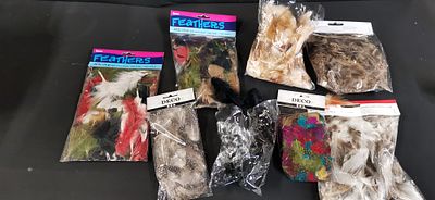 A Collection of Assorted Craft and Decorative Feathers Including Darice and Rayher Brands