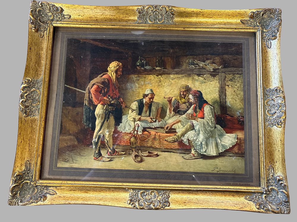 Lot 151: P. Joanovitch, The Dice Players, Vintage Colour Print
