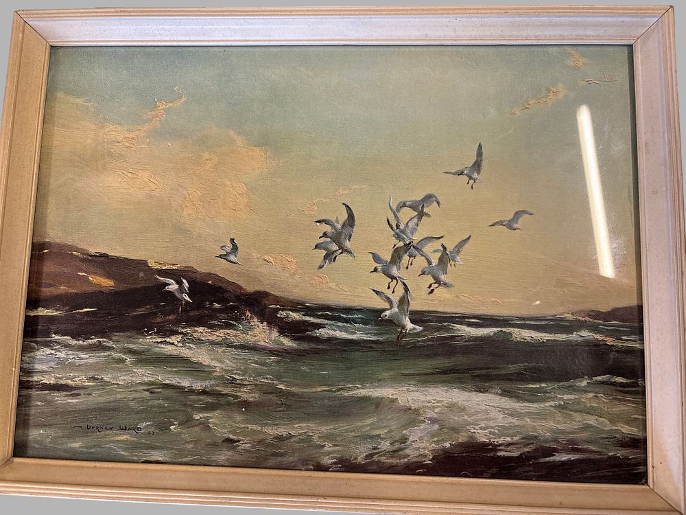 Lot 152: Vernon Ward (1905-1985), Seagulls over Coastal Cliffs, 1945