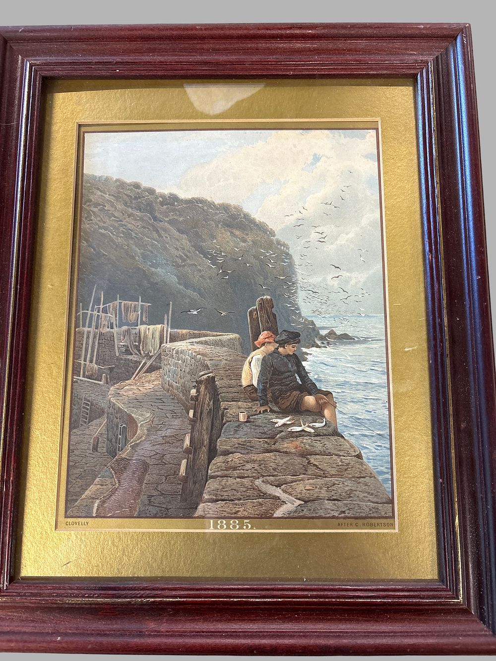 Lot 153: Charles Robertson, Clovelly, Colour Lithographic Print