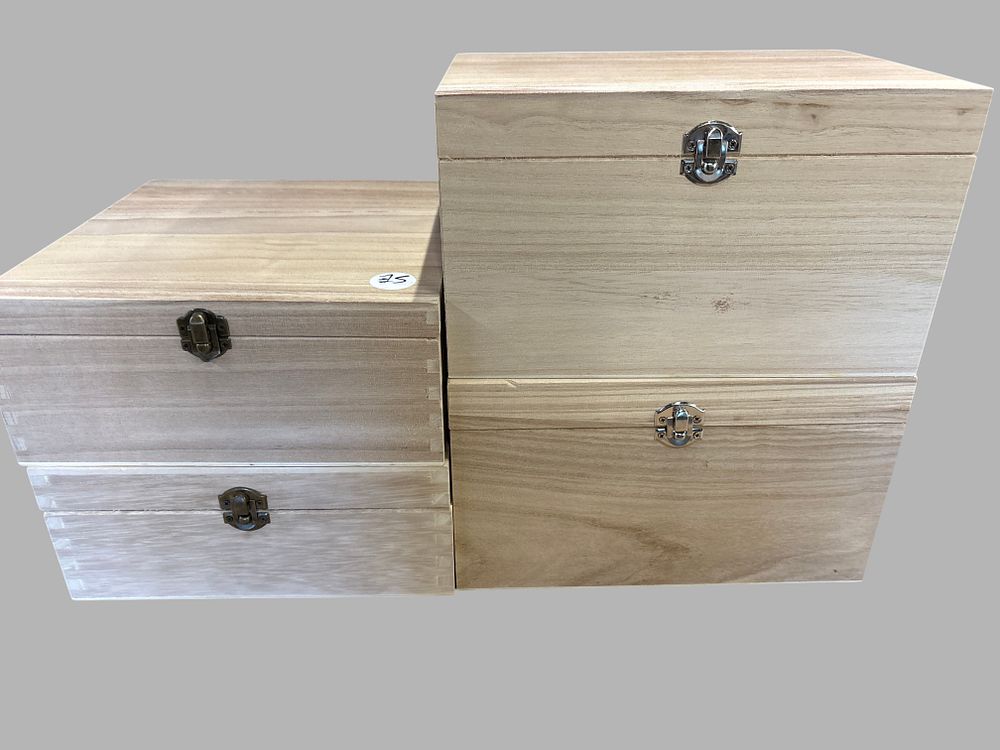 Lot 156: A Group of Unfinished Wooden Storage Boxes