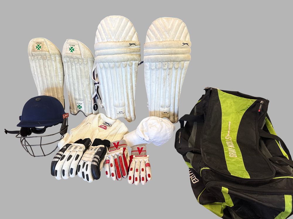 Lot 160: A Collection of Cricket Equipment including Slazenger, Gray-Nicolls and Adidas Gear