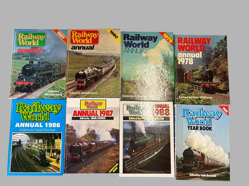 Lot 173: A Collection of Eight Railway World Annuals and Year Books, 1978–1989