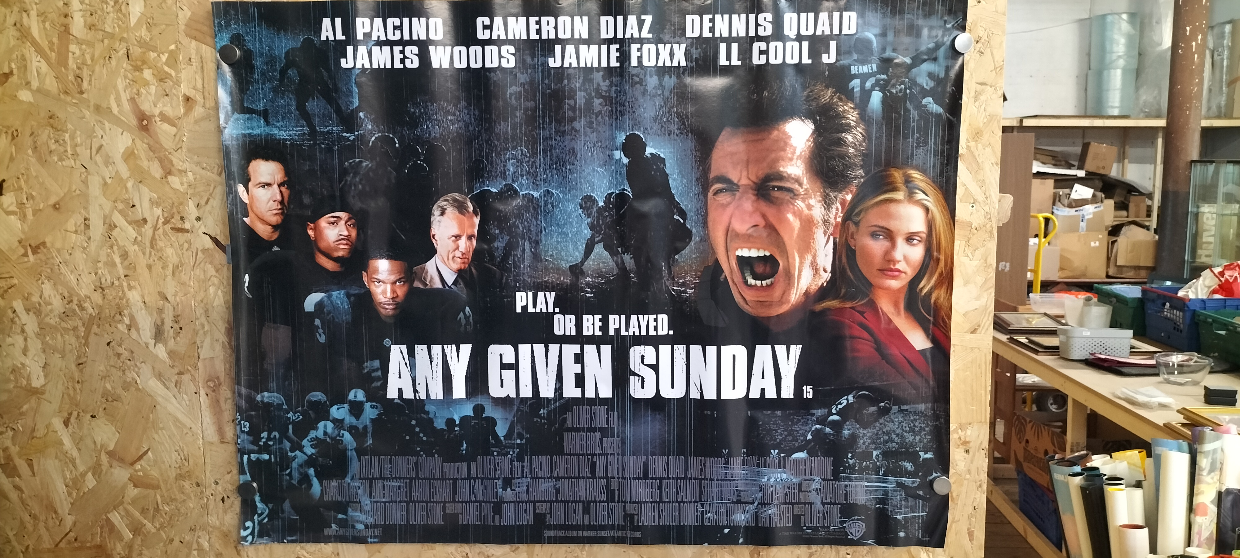 Original UK Quad Movie Poster for Any Given Sunday starring Al Pacino and Cameron Diaz 2000