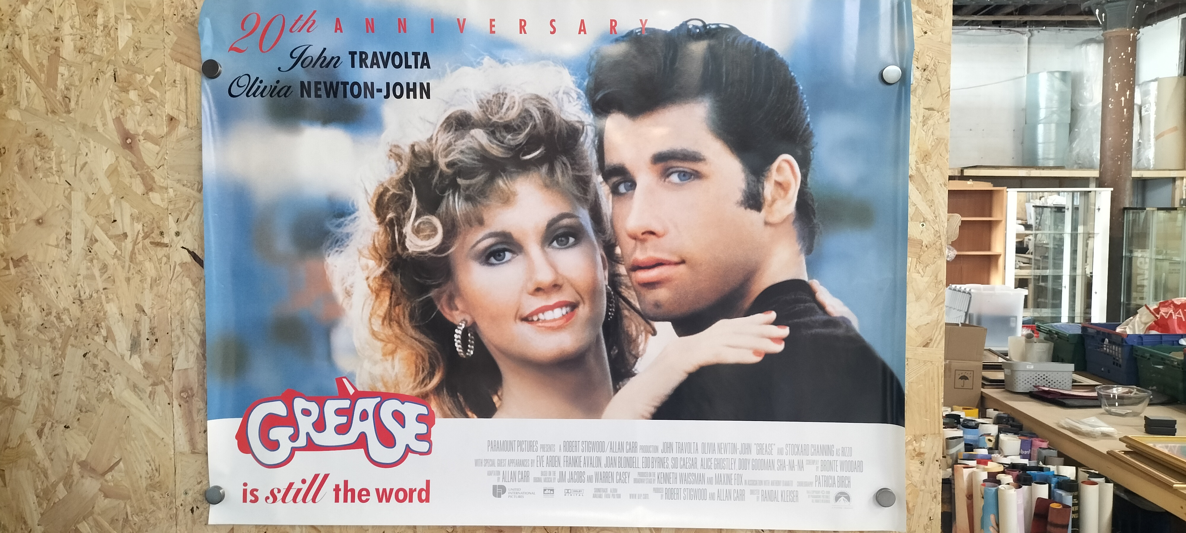 A 1998 Paramount Pictures Printed Paper Grease 20th Anniversary UK Quad Movie Poster