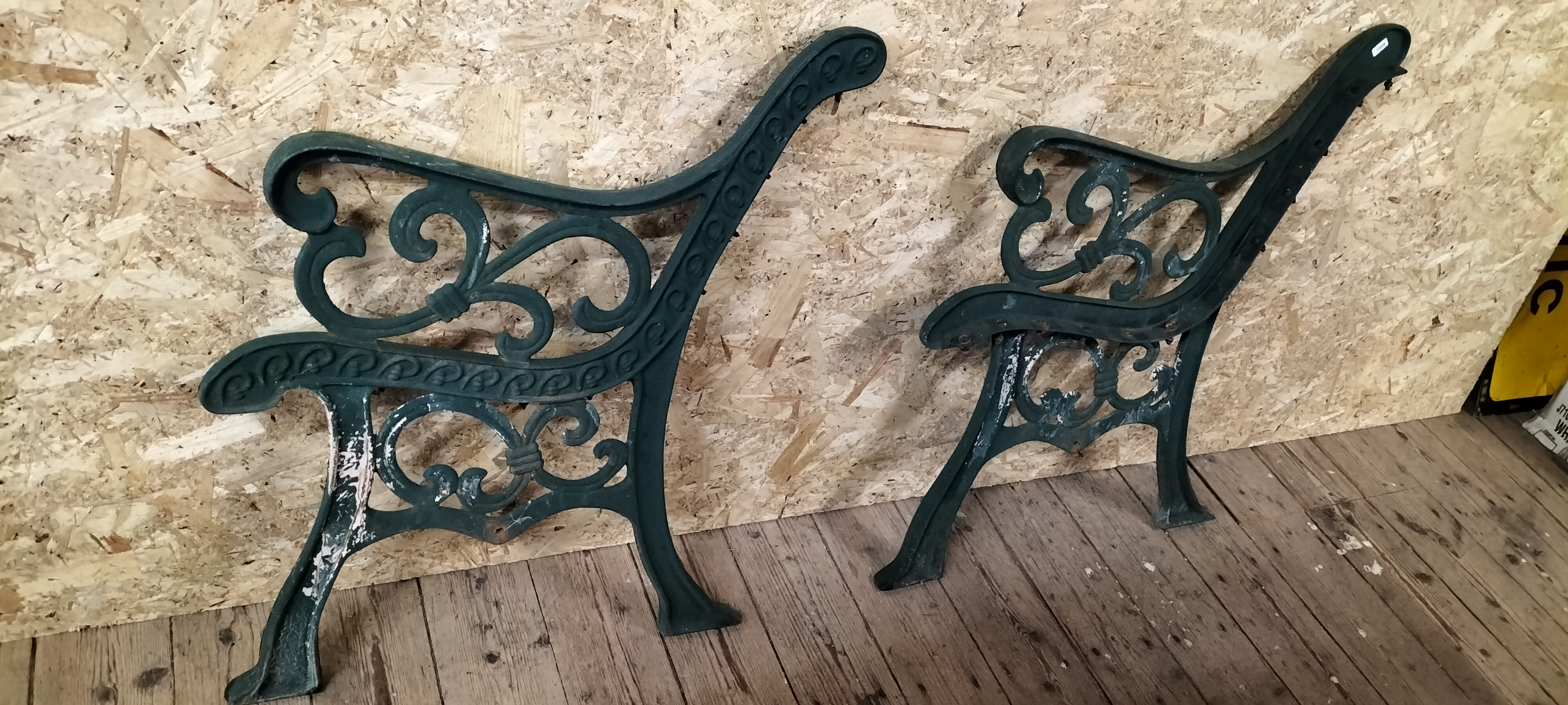 A Pair of Decorative Scrolled Foliate Cast Iron Bench Ends. COLLECTION ONLY