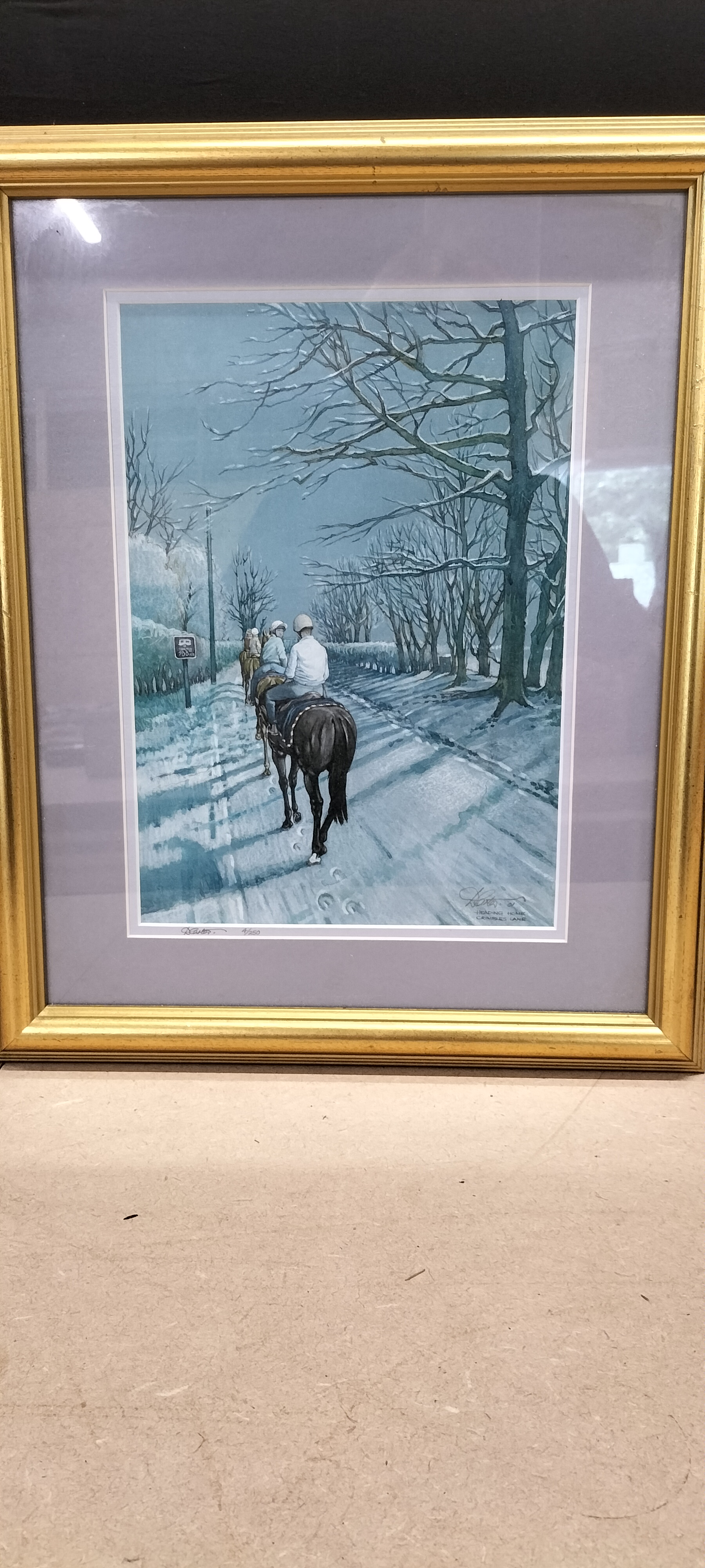 A Framed Darrell Carter Signed Limited Edition Print 4/250, Heading Home Crimbles Lane