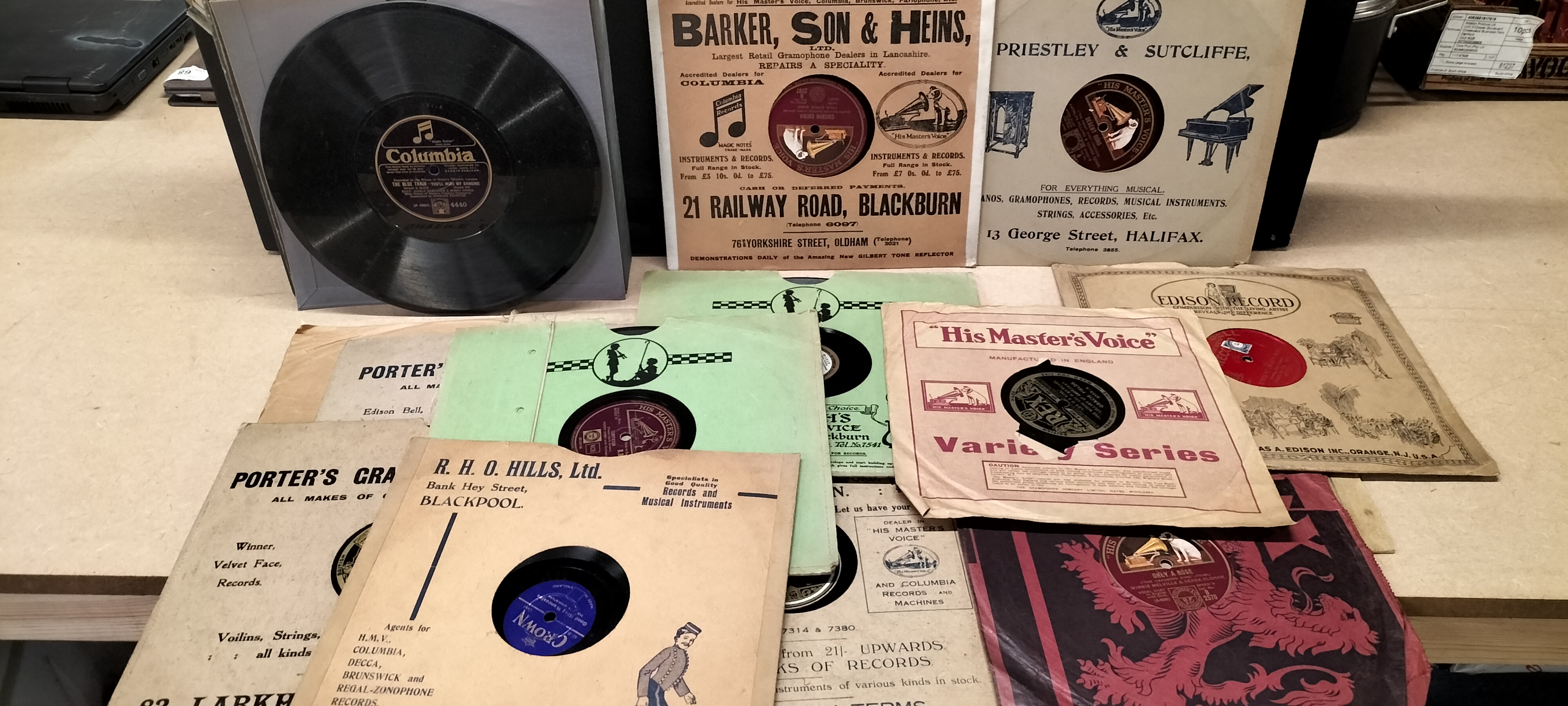 A Collection of 10 Shellac 78 RPM Records Including Columbia and His Master's Voice