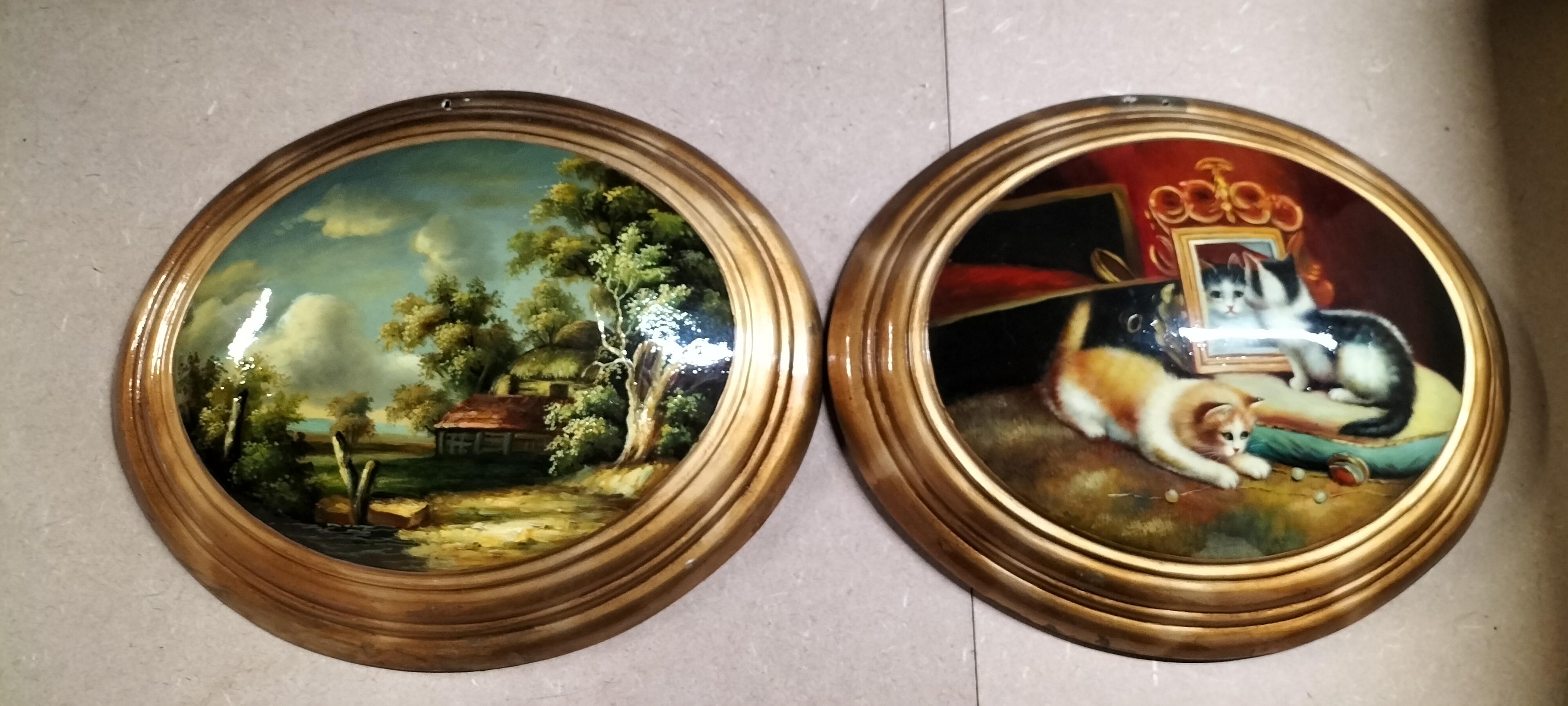 A Pair of Church Design Gilt Framed Wood Wall Plaques, OA 94