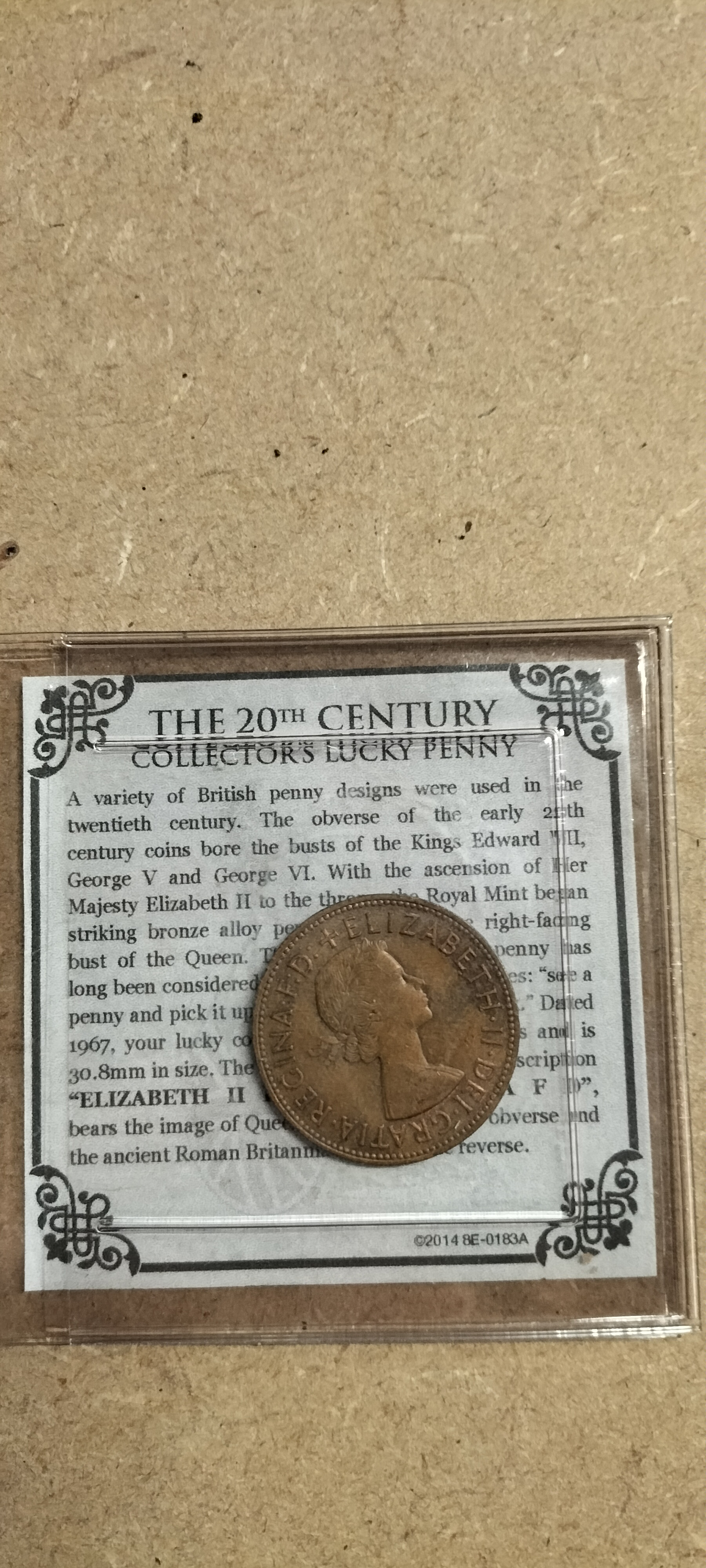 A 1967 British Bronze Penny with Collector's Lucky Penny Certificate 8E-0183A