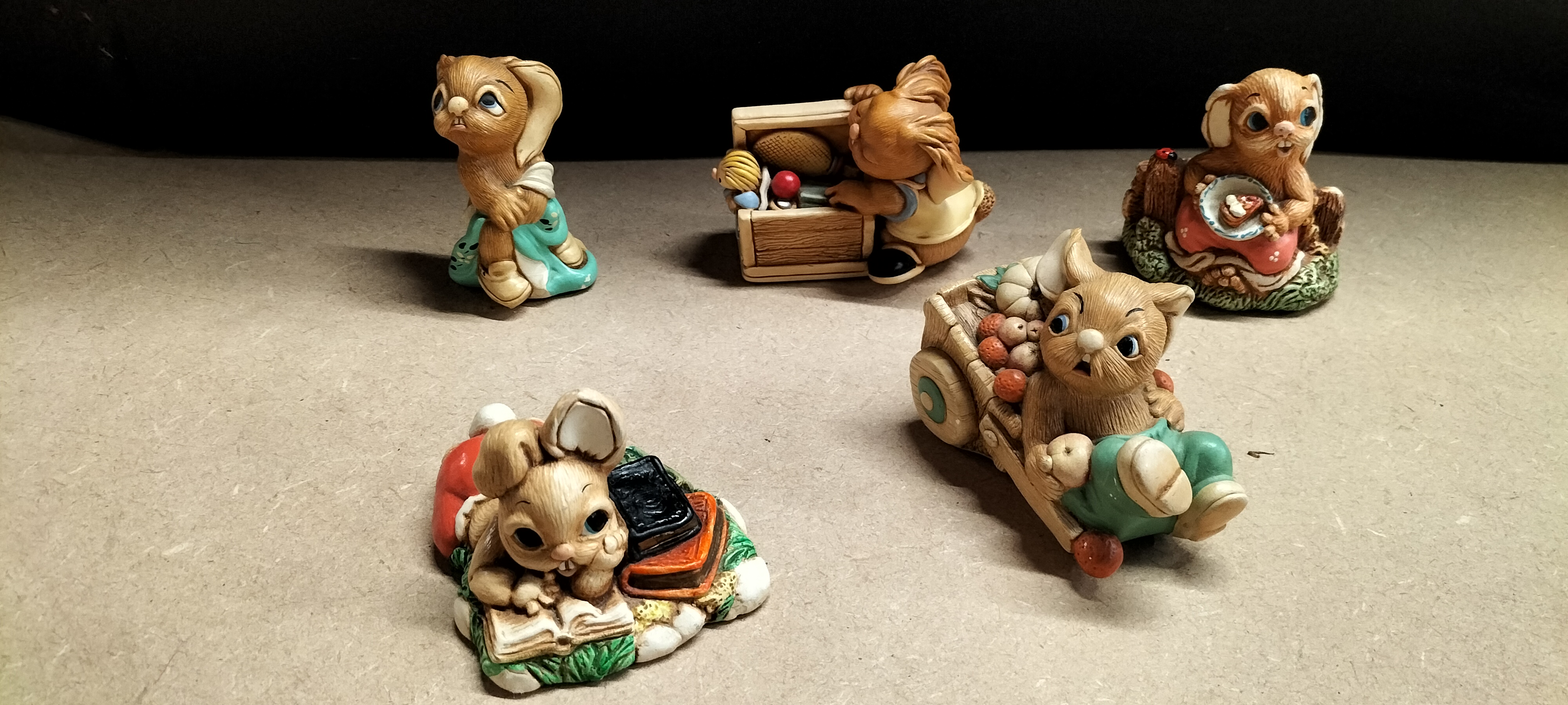 5 Pendelfin and Mere Side Art Hand Painted Stoneware Rabbit Figurines