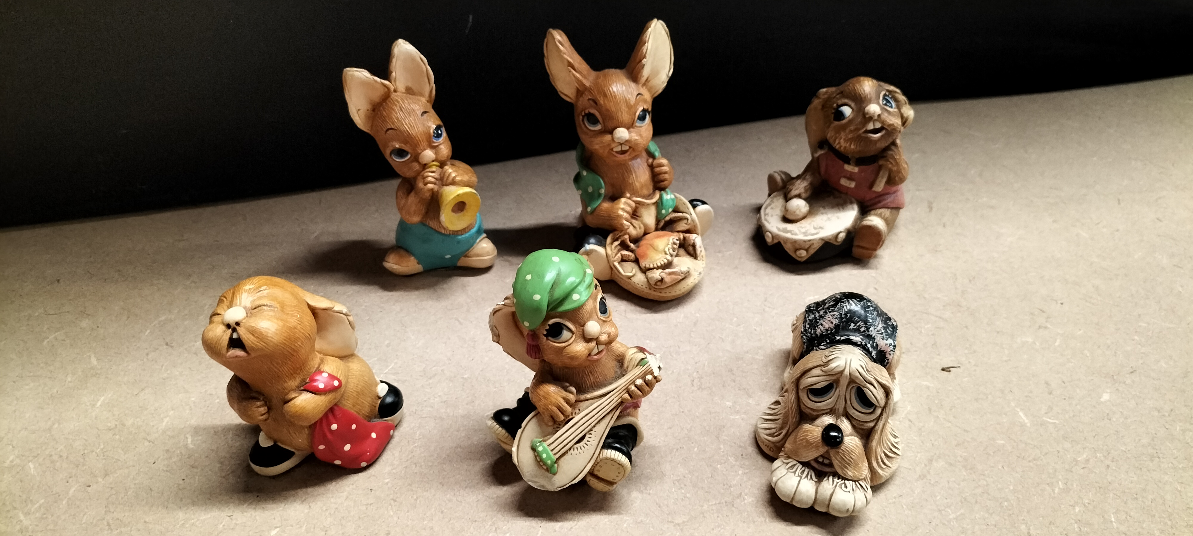 A Collection of 6 Pendelfin Studios Hand Painted Stonecraft Figurines