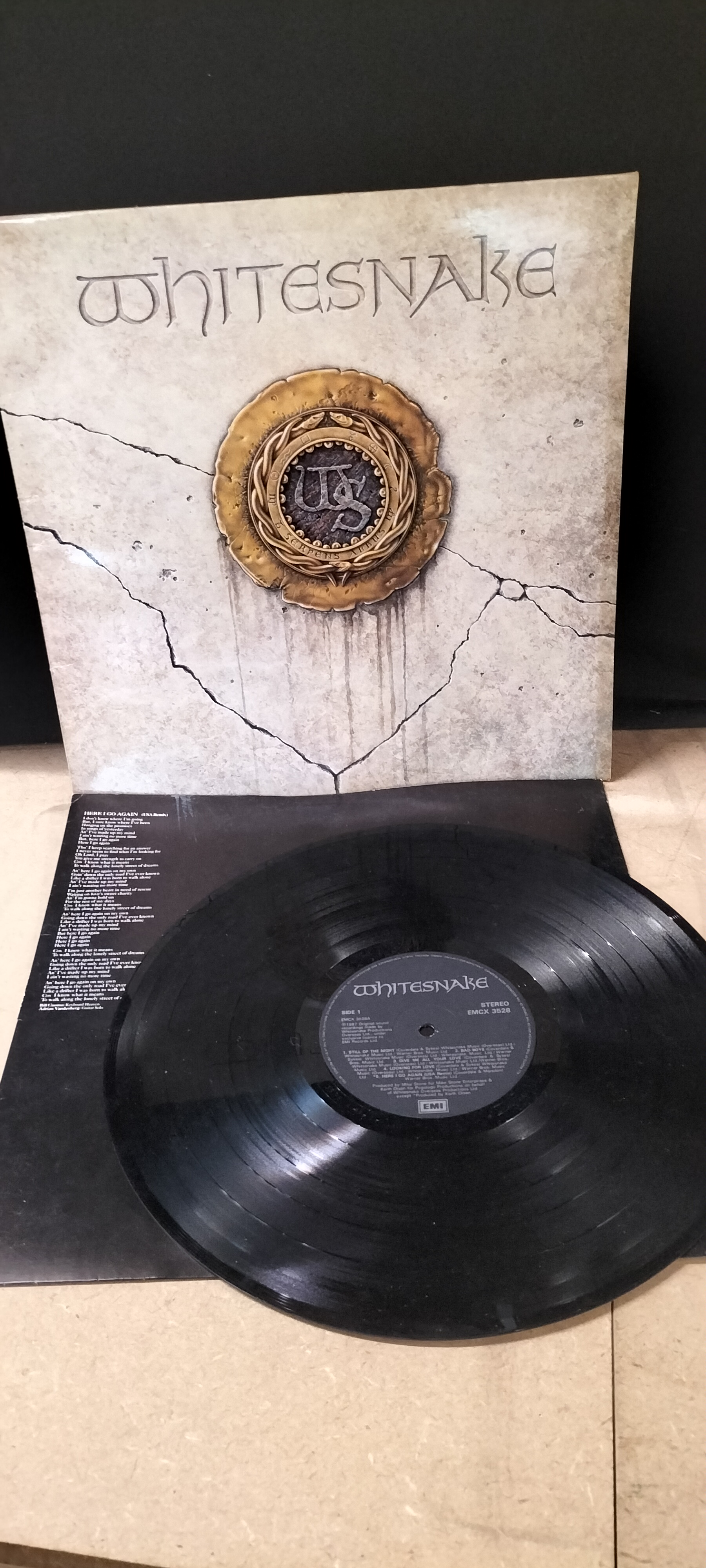 A Whitesnake 1987 Vinyl LP Record, EMI EMCX 3528