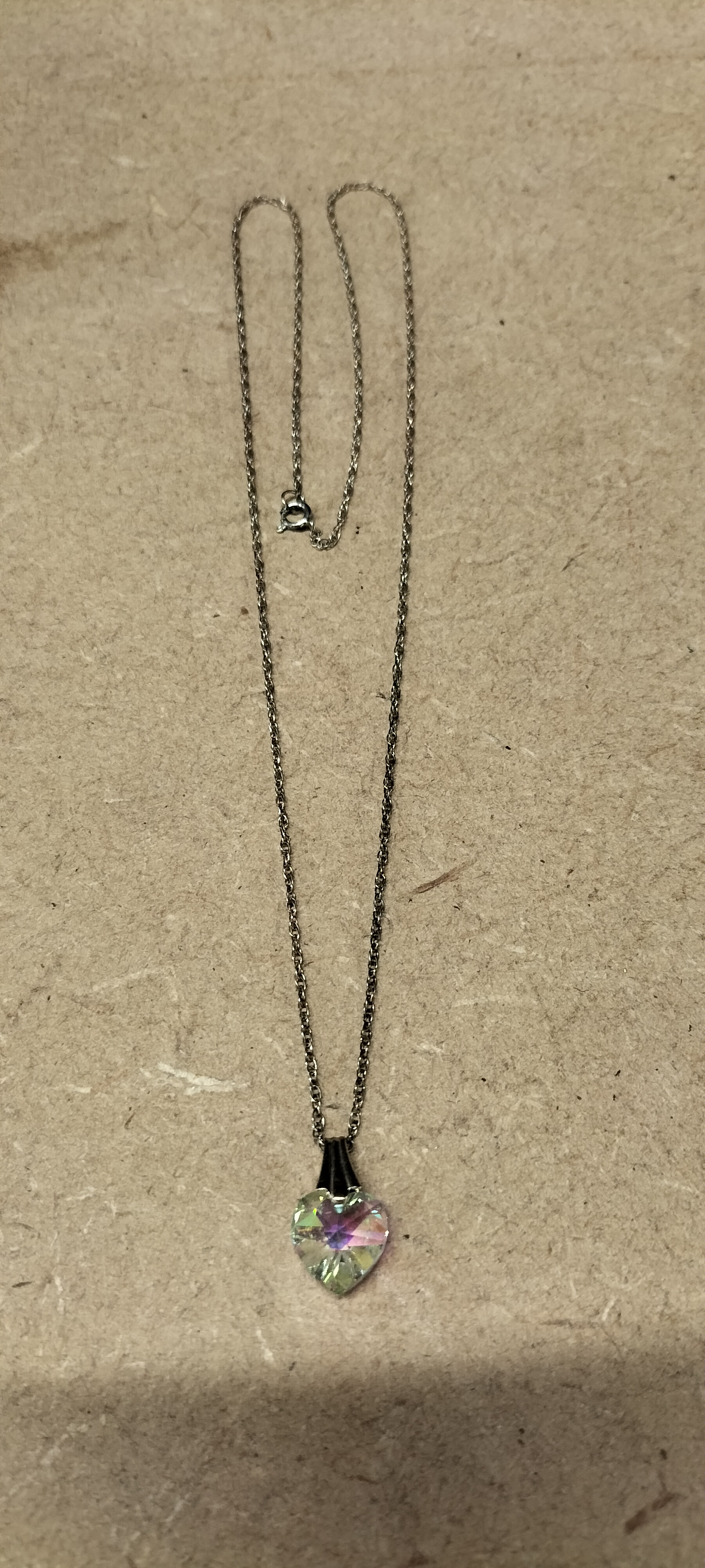 A 925 Sterling Silver Heart Crystal Pendant Necklace