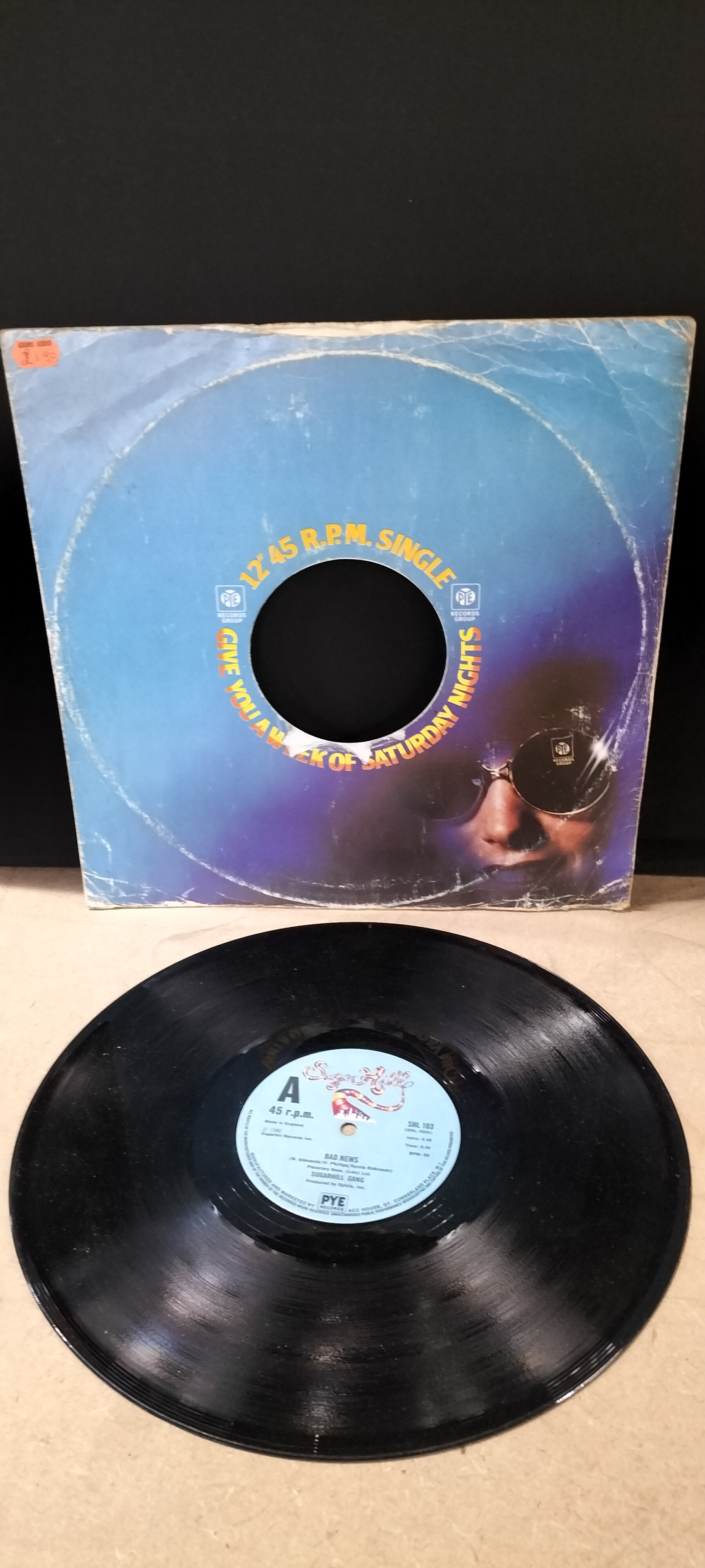 A Sugarhill Gang Bad News 12-inch Vinyl Single, Pye Records SHL 103