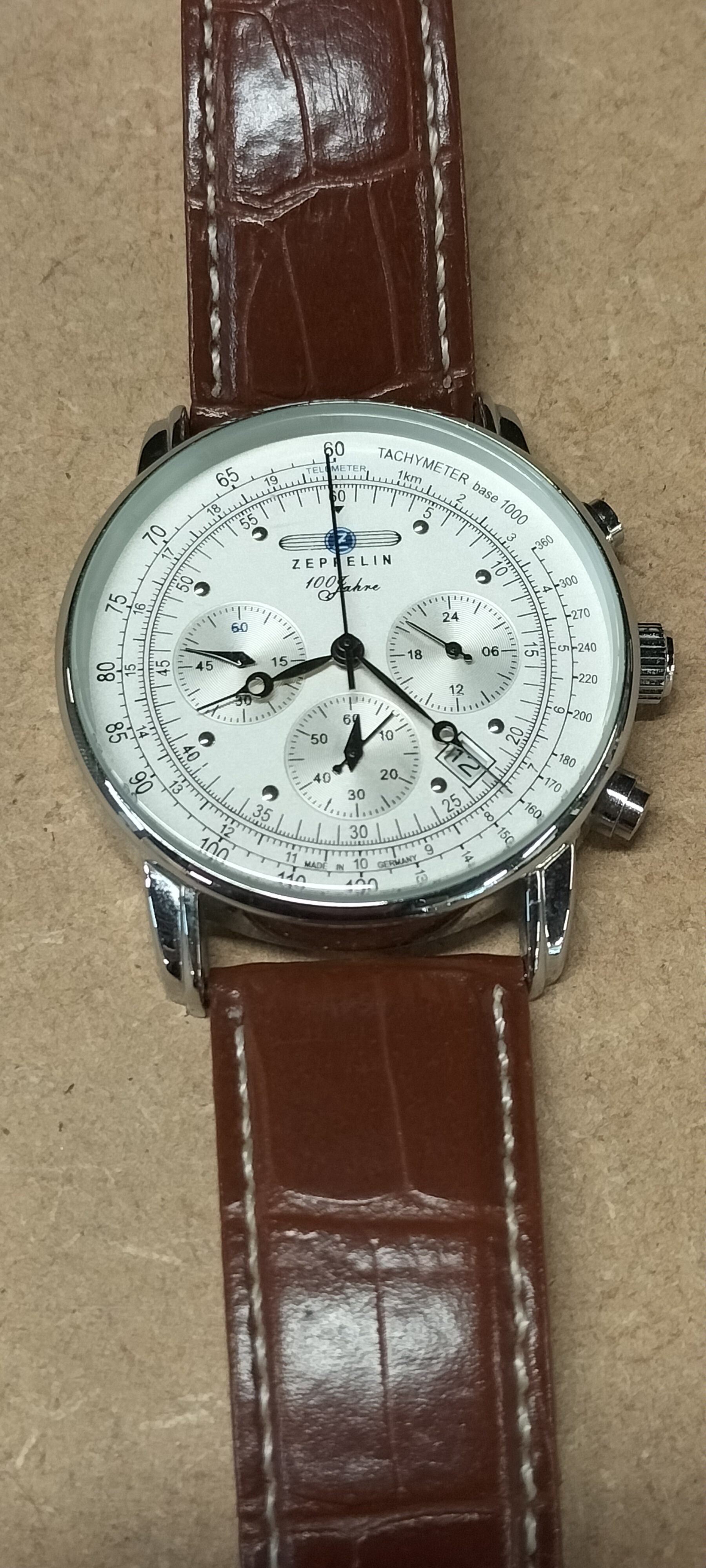 A Zeppelin 100 Jahre Stainless Steel Chronograph Wristwatch, 7680-2