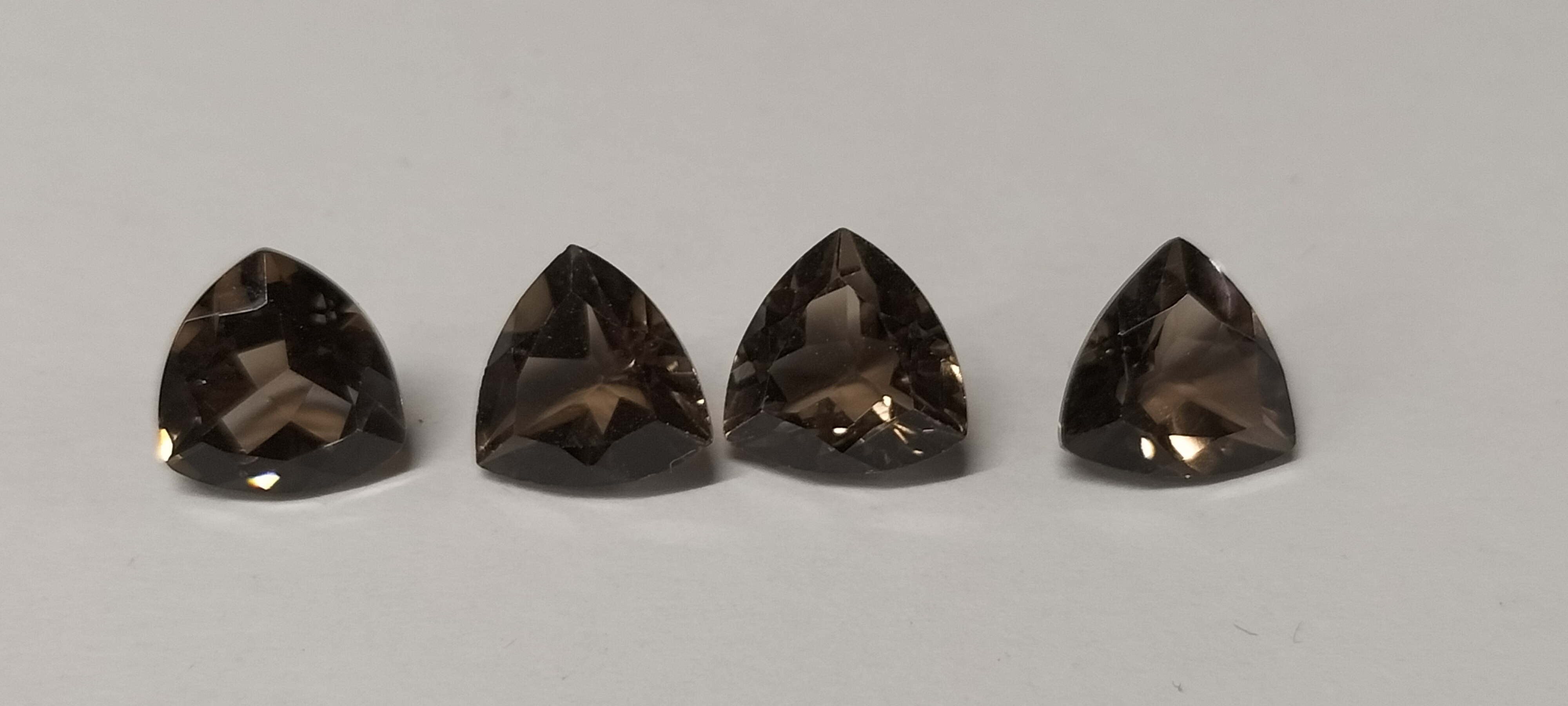 4 Trillion Cut Smoky Topaz Faceted Gemstones. 11.70 ct