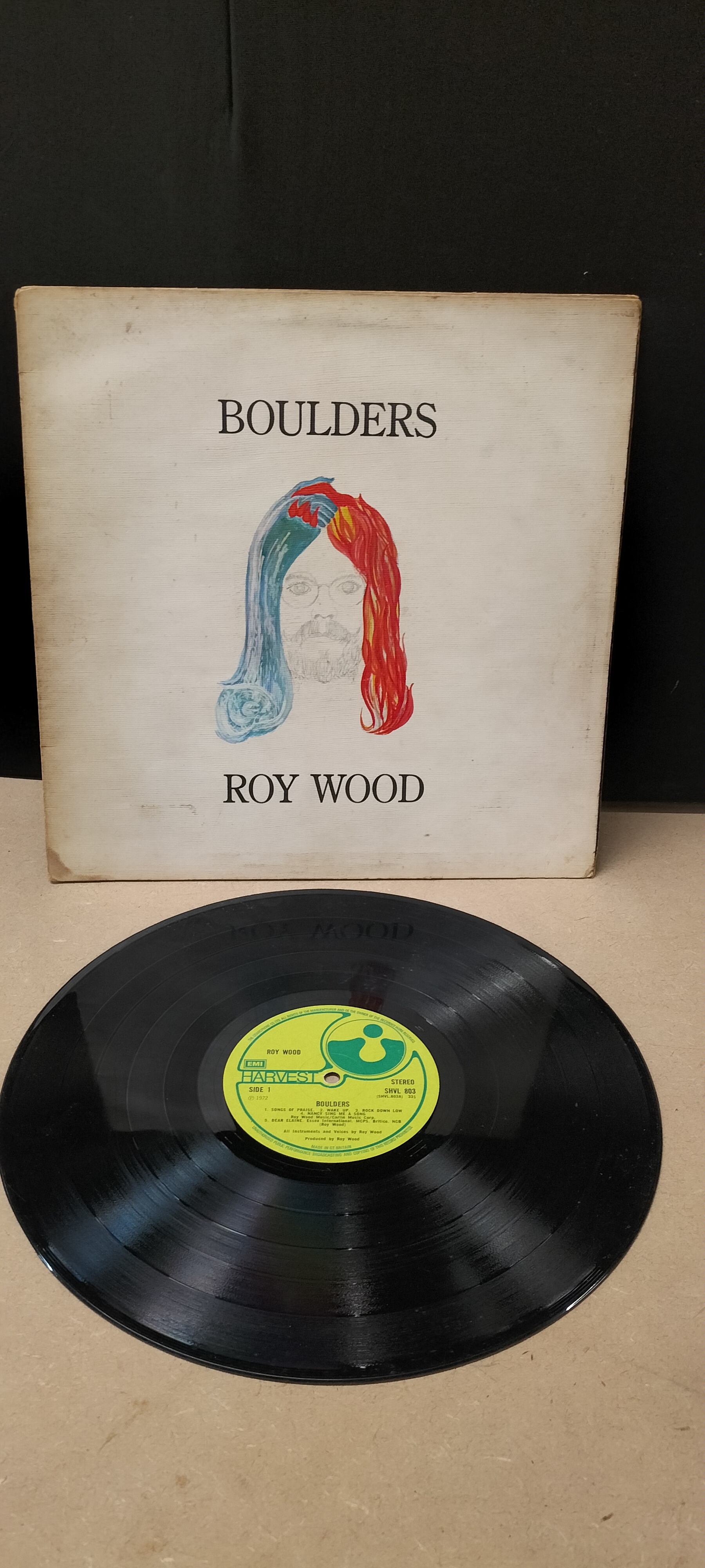 A Vintage Roy Wood Boulders Vinyl LP, Harvest SHVL 803