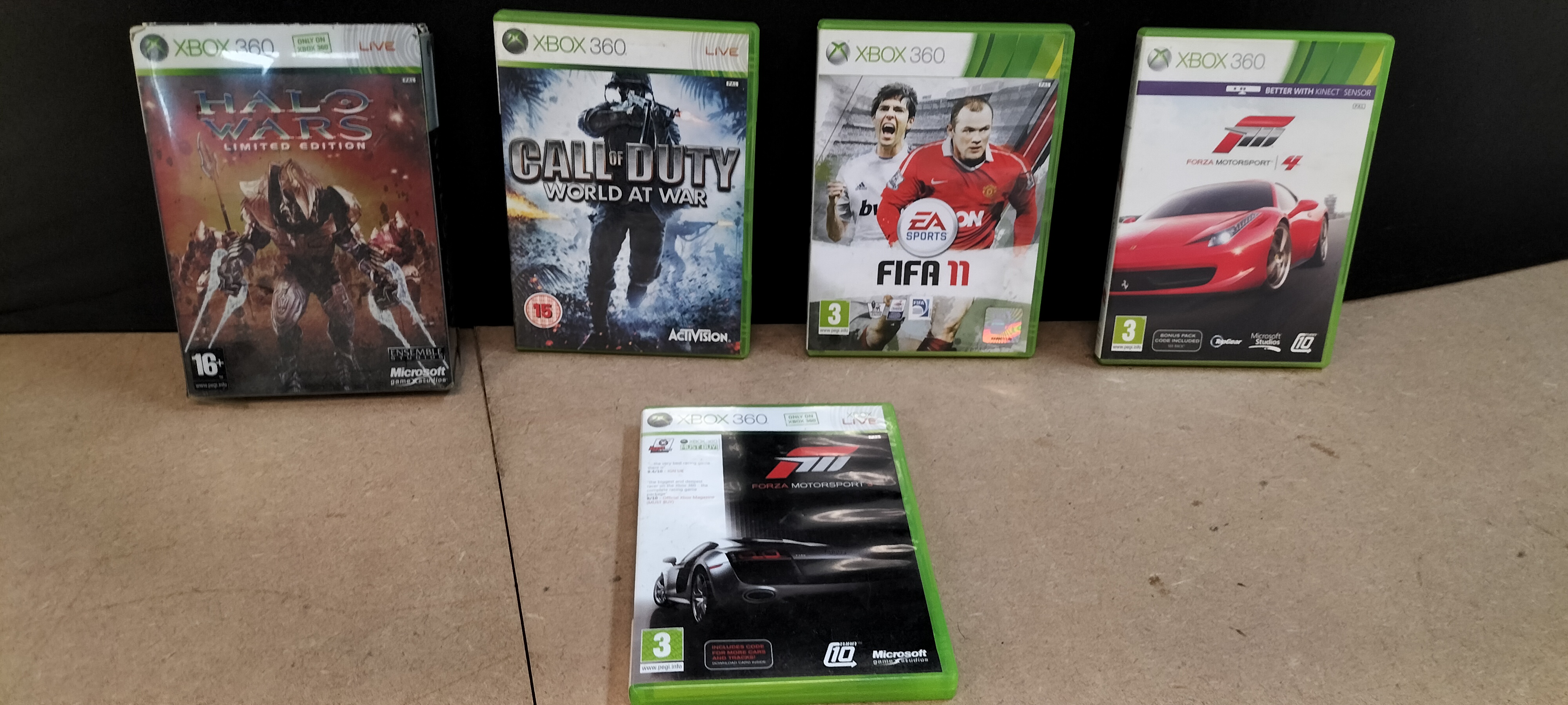 An Assortment of 5 Microsoft Xbox 360 Video Games