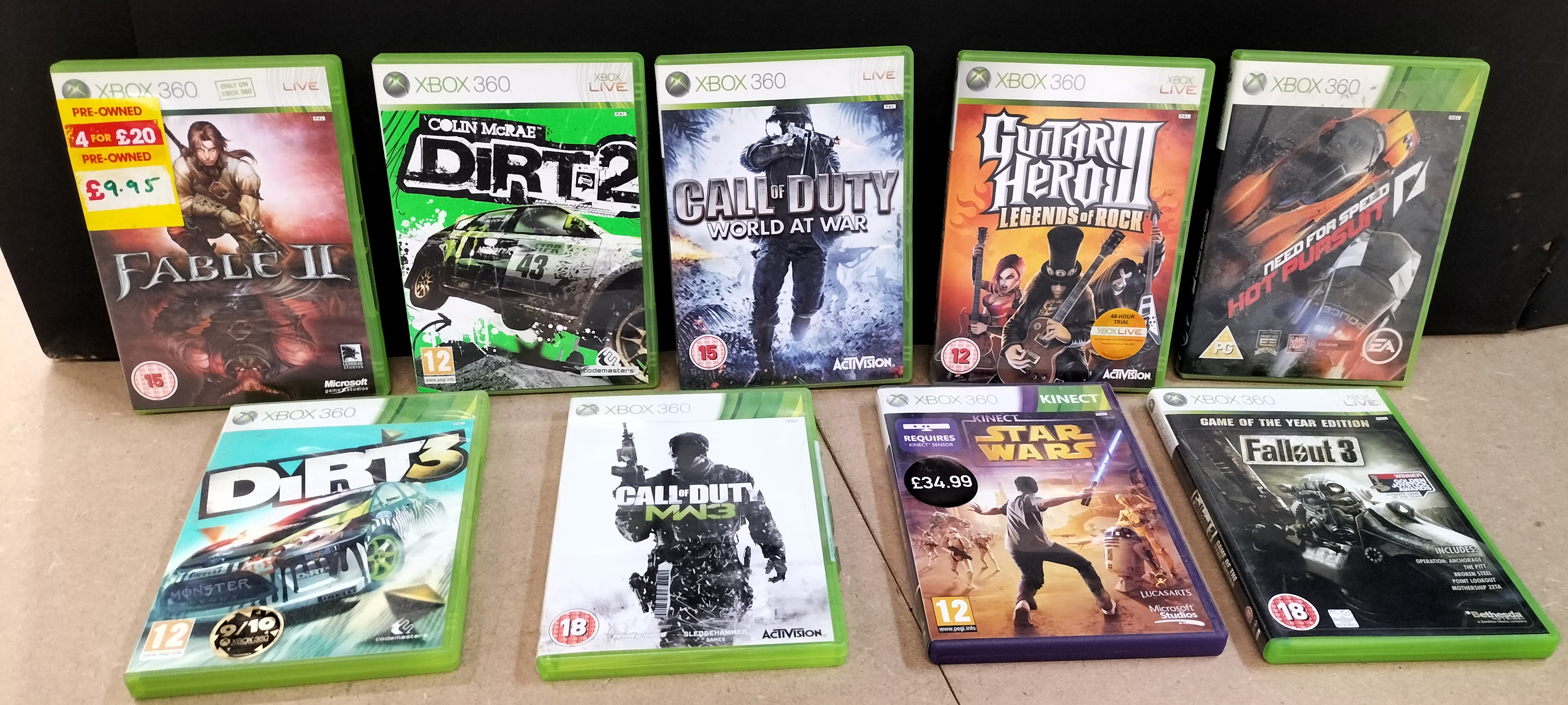 A Collection of 9 Pre-owned Microsoft XBOX 360 Video Games