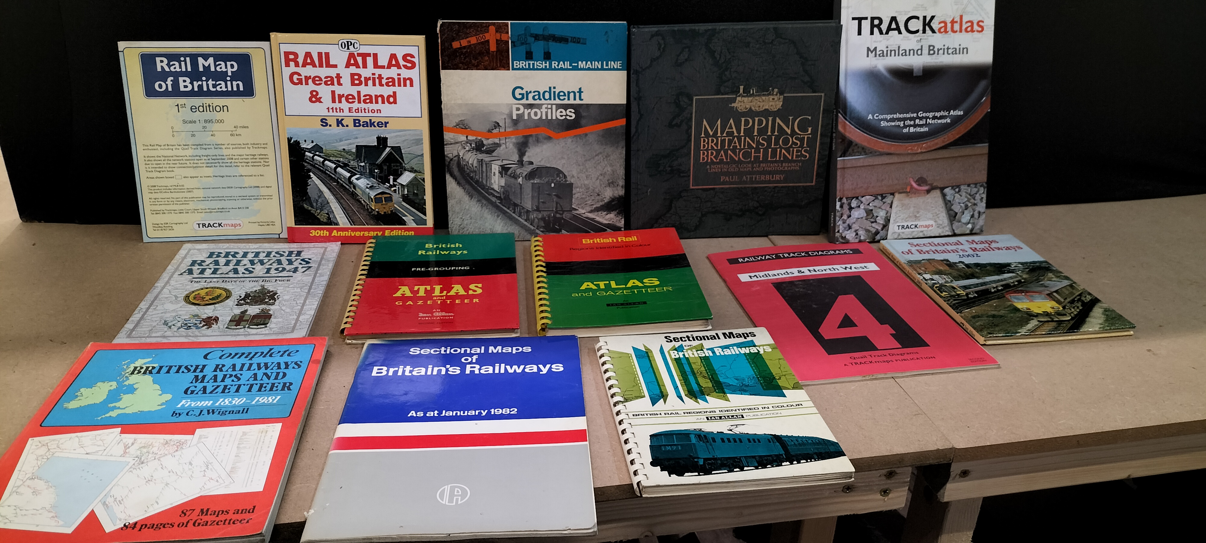 13 Printed British Railway Atlases and Reference Books by Ian Allan and TRACKmaps