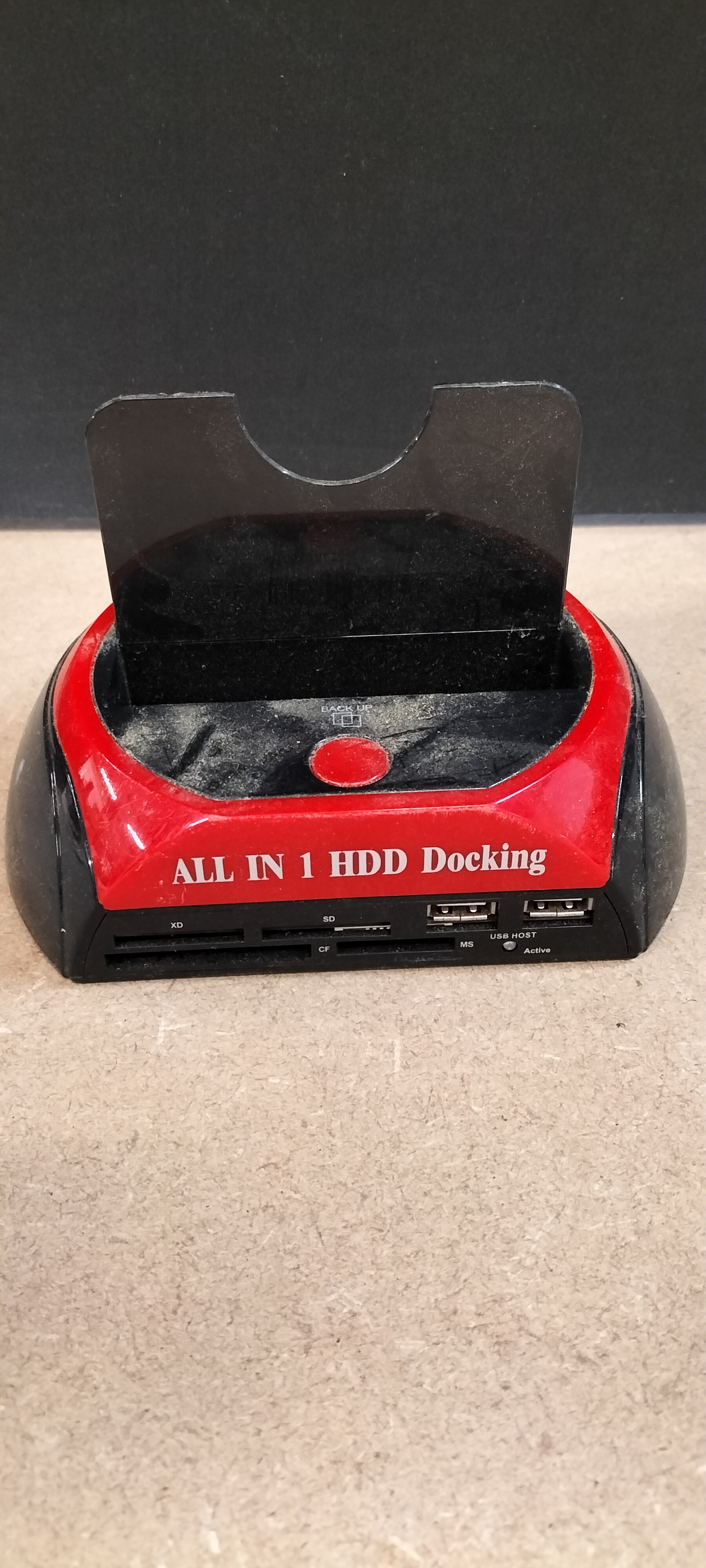 A Red and Black All In 1 HDD Docking Station