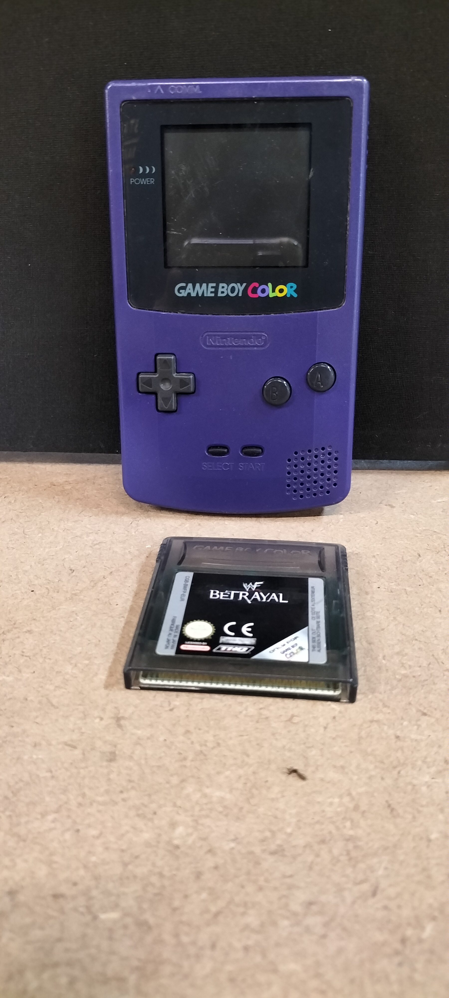2 Piece Nintendo Game Boy Color Console and WWF Betrayal Game Cartridge, Model CGB-001
