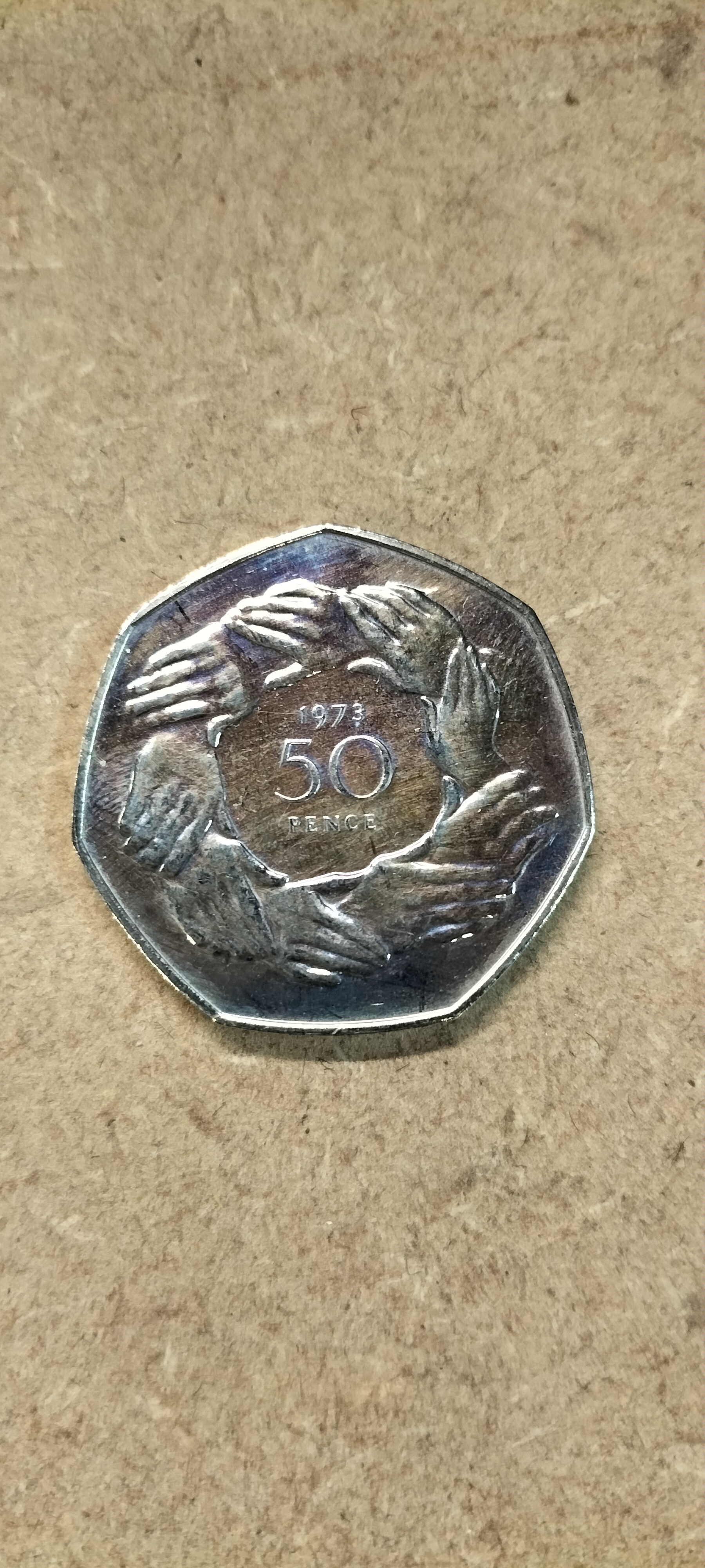 A 1973 UK Cupro-Nickel Royal Mint Commemorative 50 Pence Coin in Presentation Case