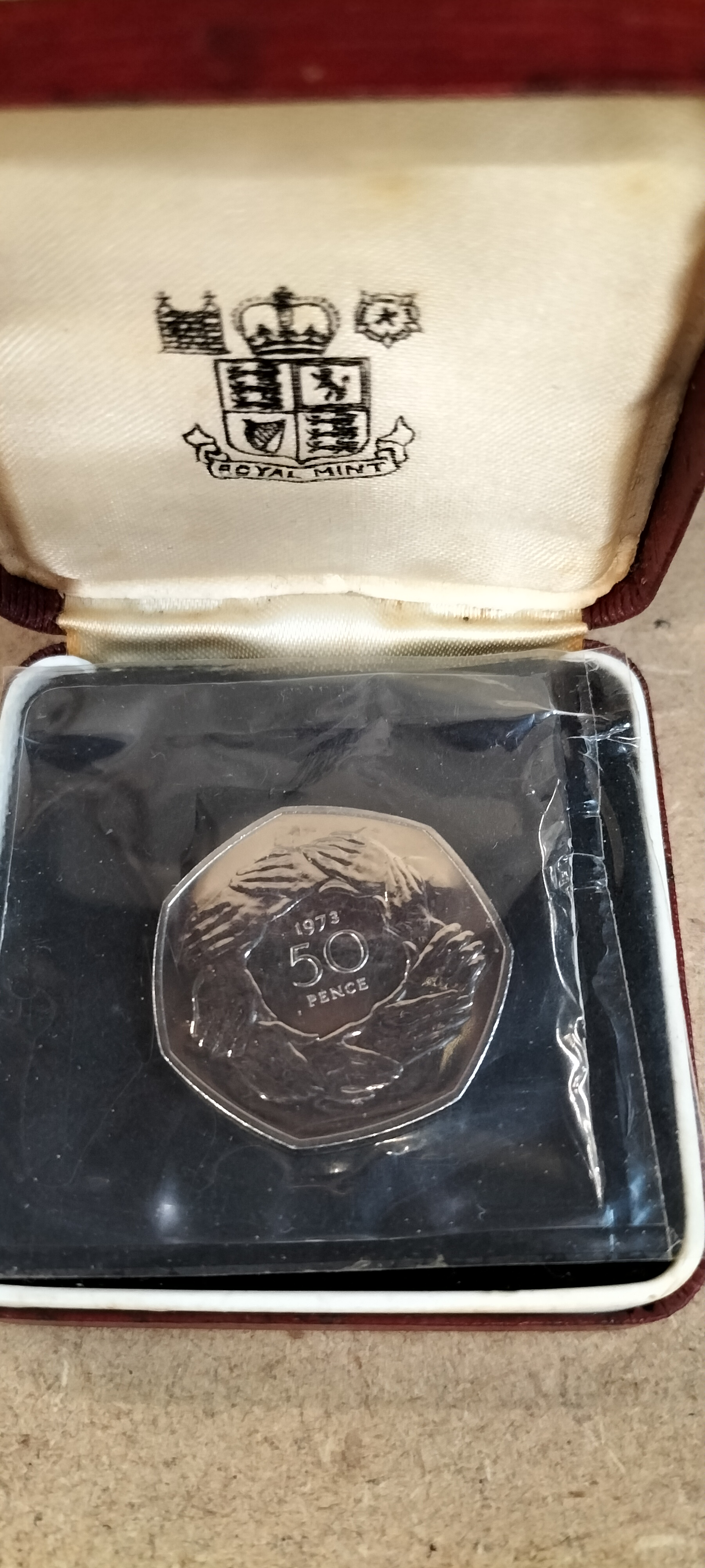 A 1973 Royal Mint Accession to the European Economic Community 50 Pence Coin