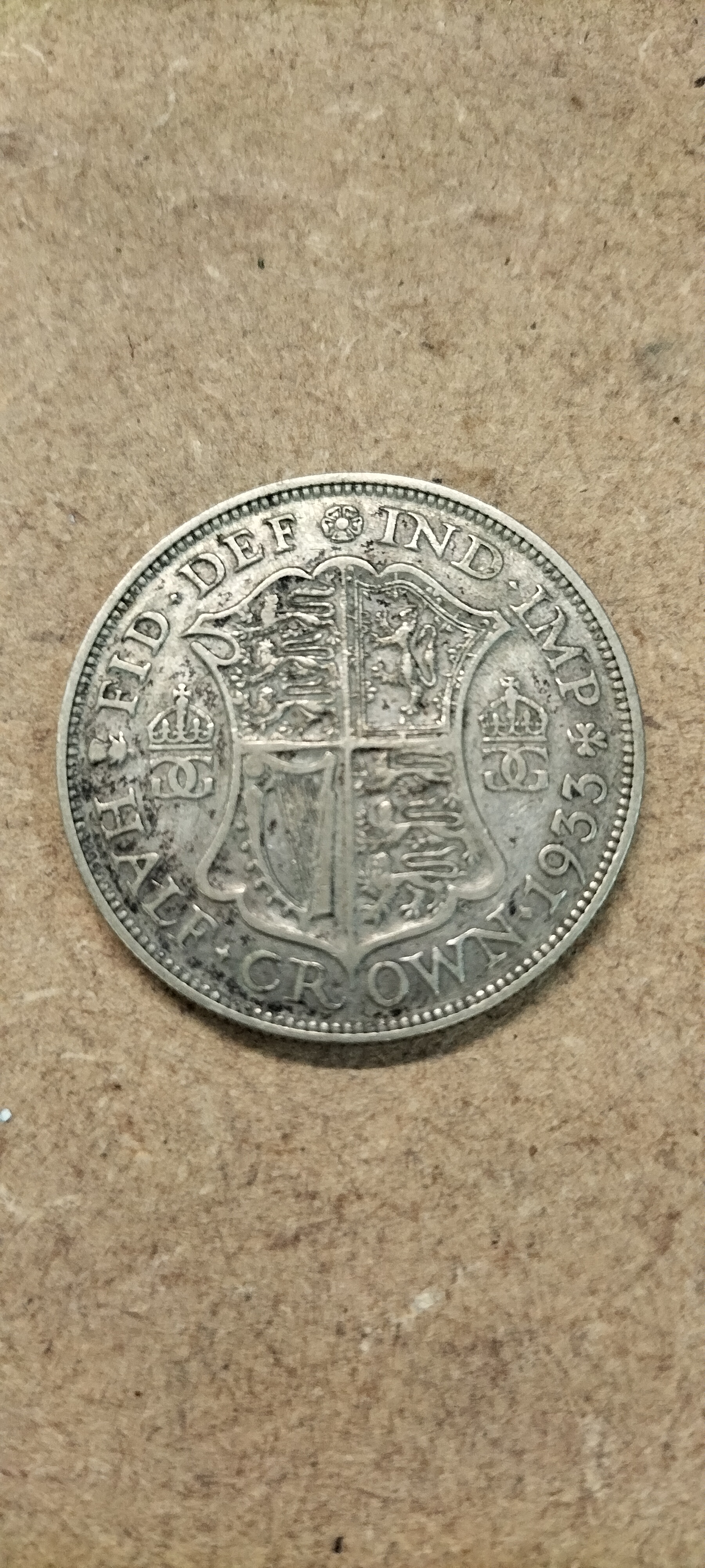 A 1933 UK Silver George V Half Crown Coin