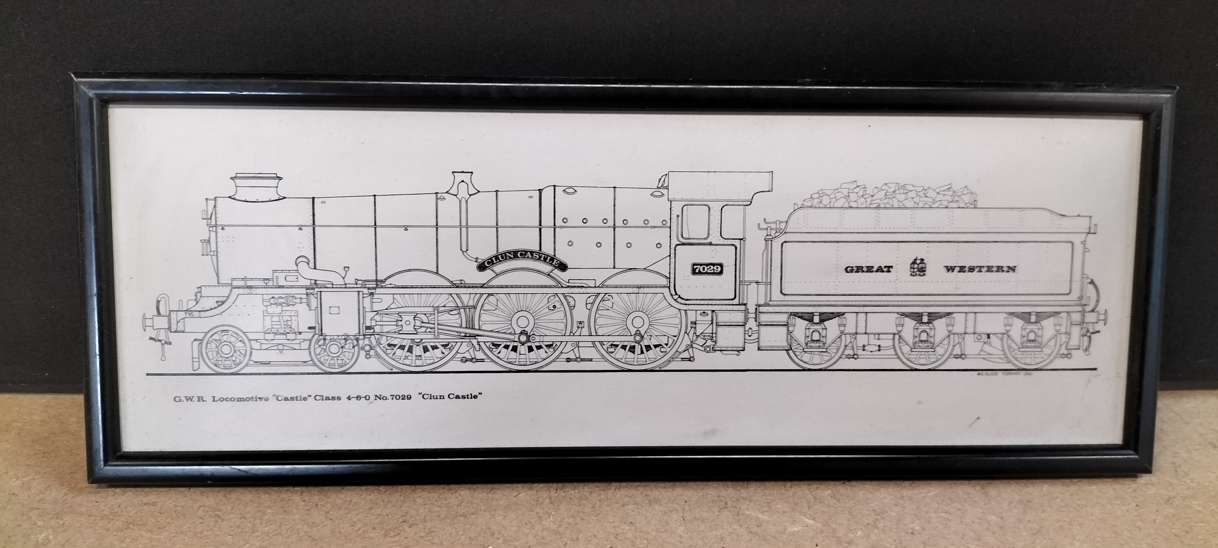 A Framed M.R. Oliver Print of GWR Locomotive No. 7029 Clun Castle