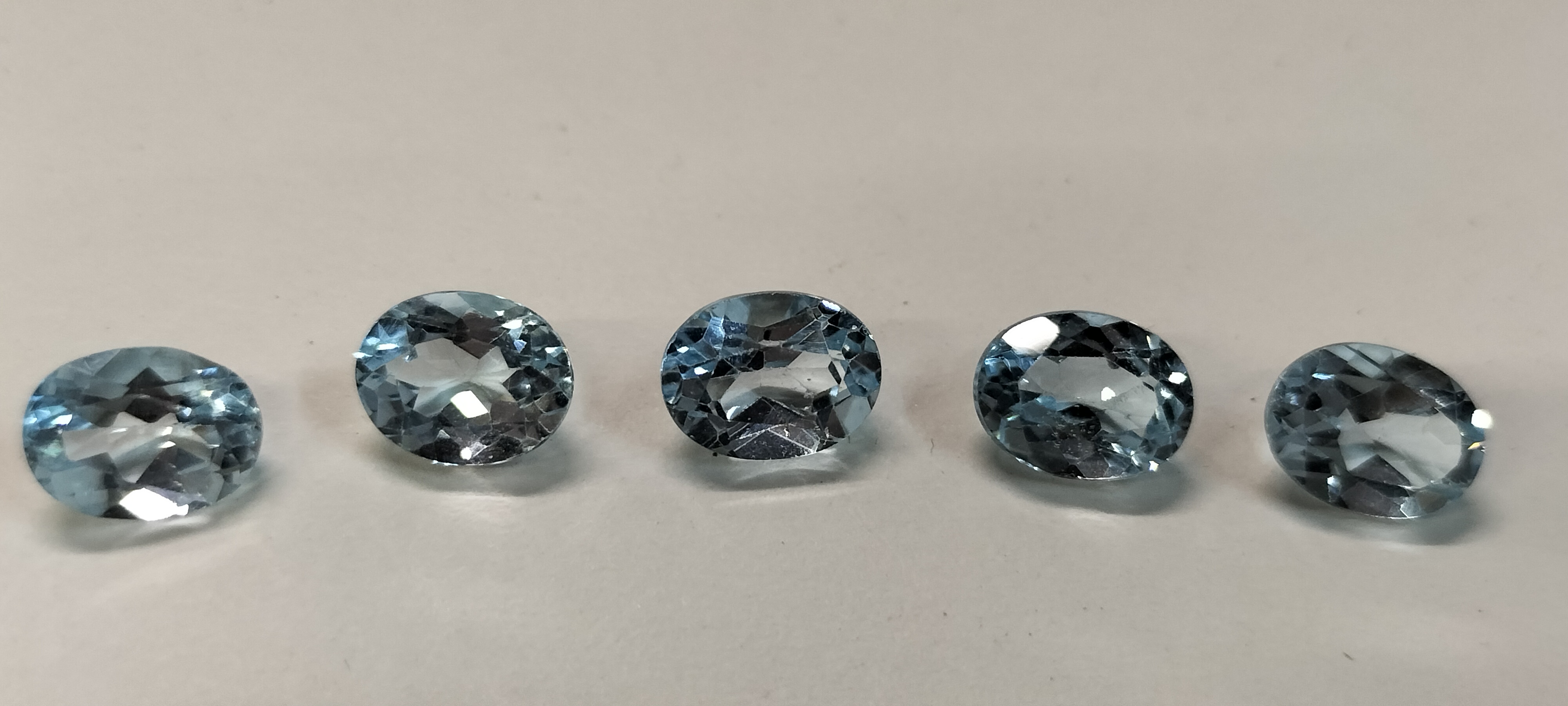 5 Loose Blue Topaz Oval Cut Gemstones.39.15 ct