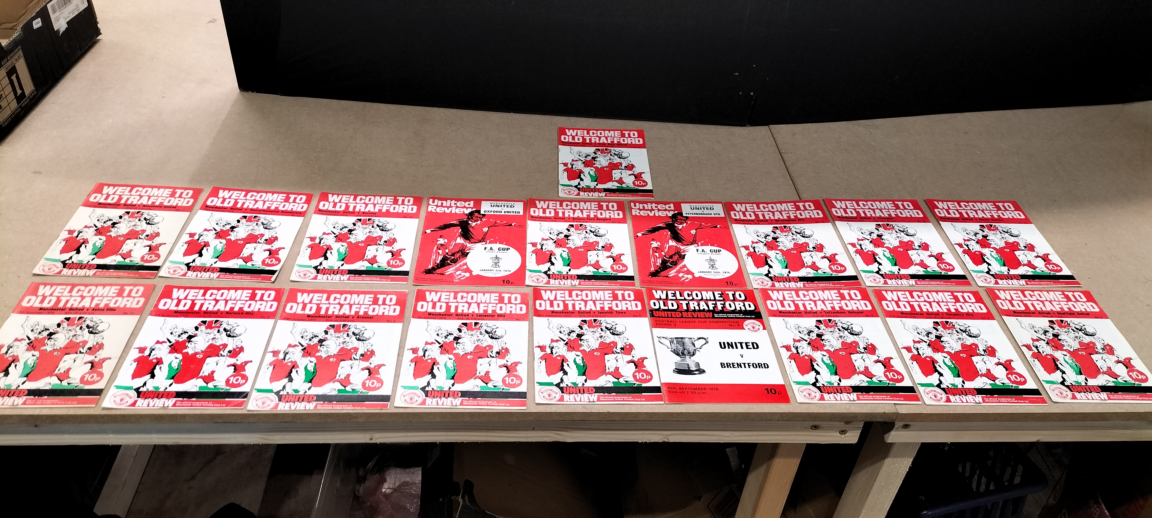 A Collection of 19 Vintage 1975-76 United Review Manchester United Football Programmes