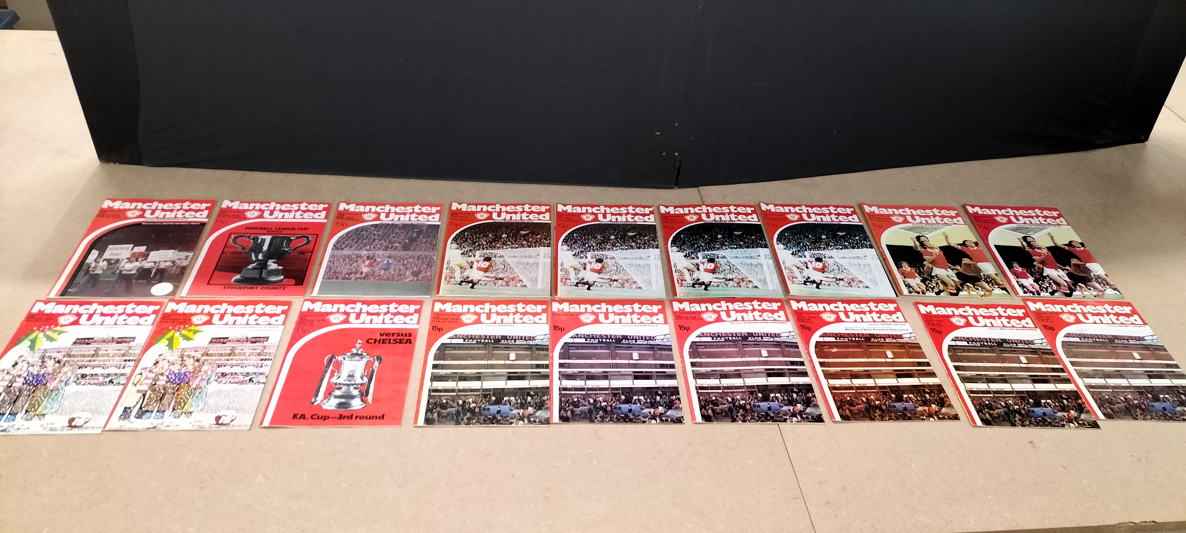 A Collection of 18 Vintage Manchester United Football Matchday Programmes